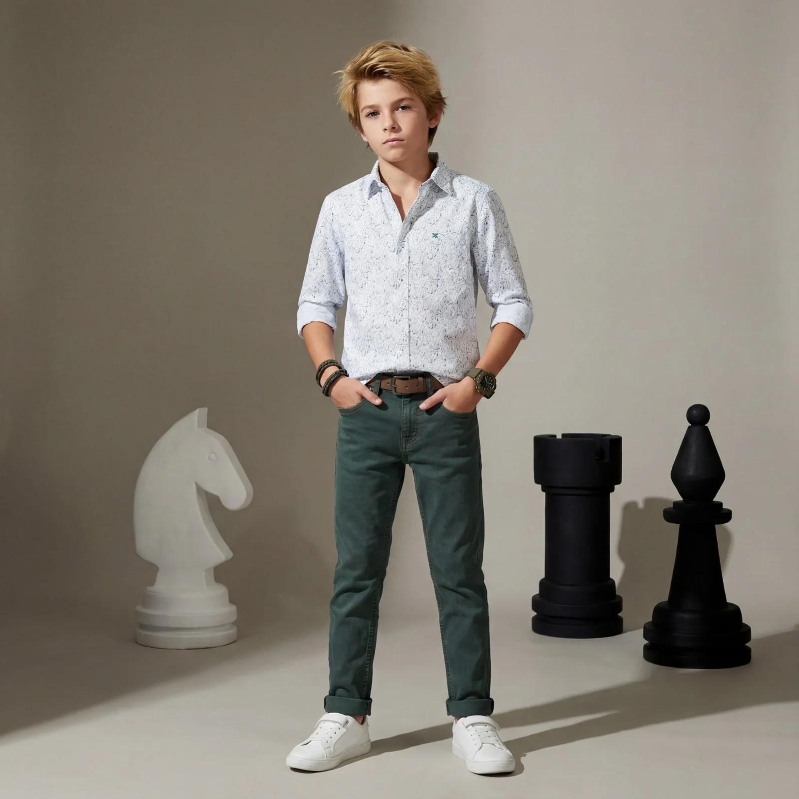 Kid's White Regular Fit Shirts - Image 3
