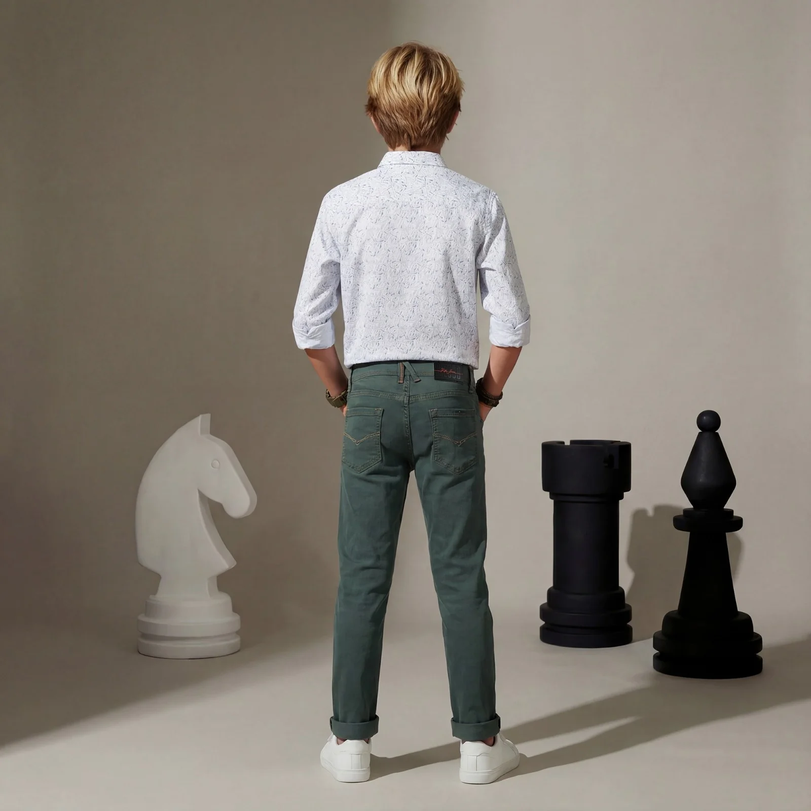 Kid's White Regular Fit Shirts - Image 4