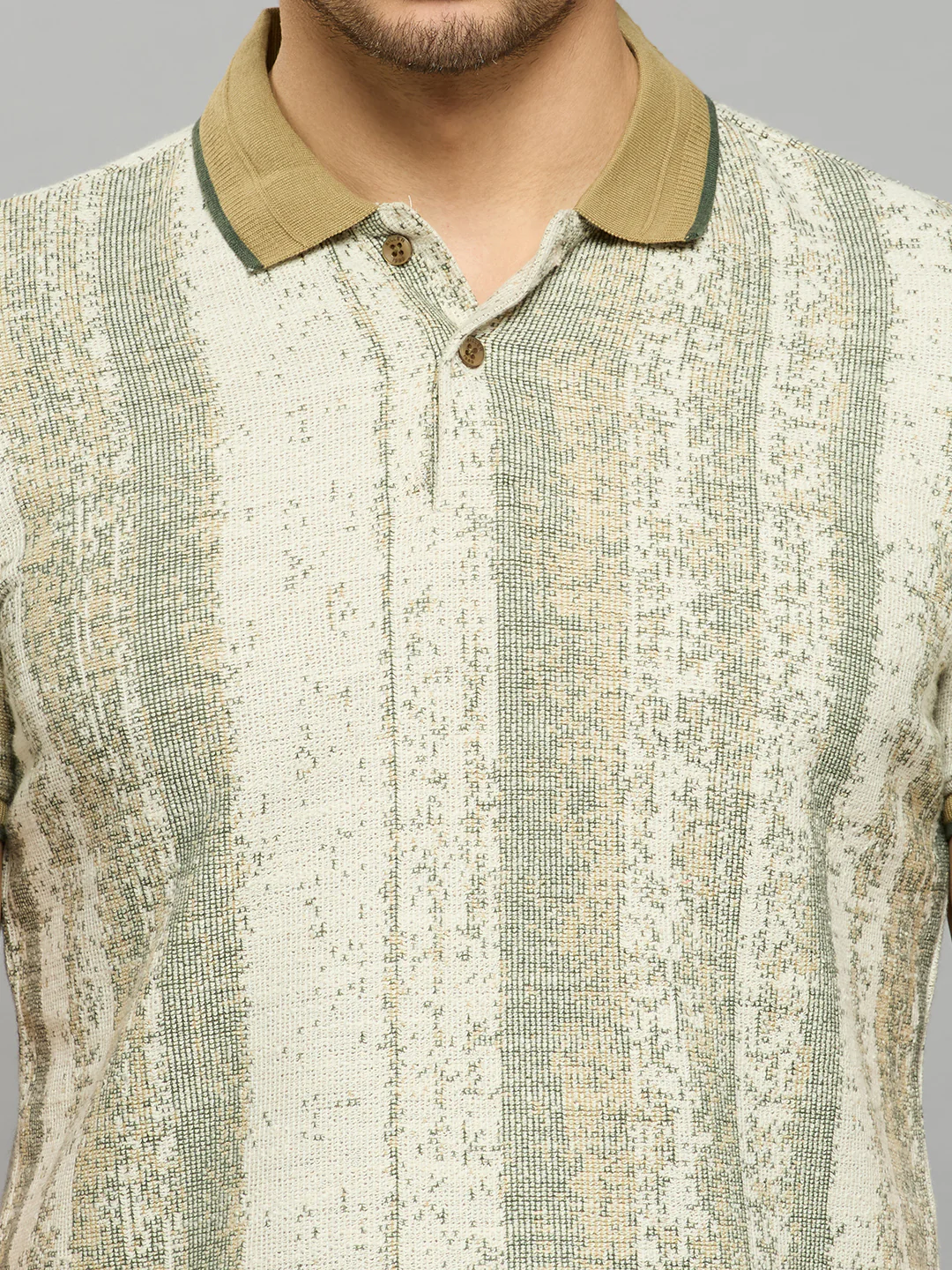 Men's Beige Striped Slim Fit T-Shirts - Image 5