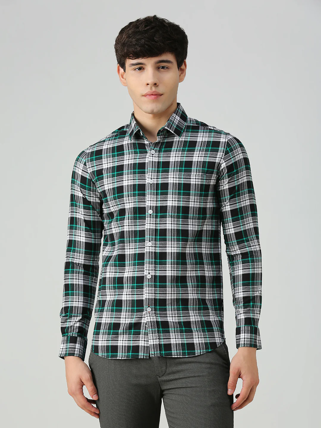 Men's Black Checks Slim Fit Shirts - Image 3