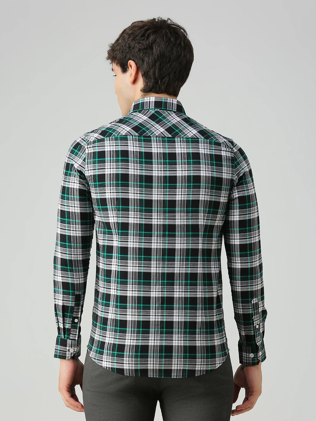 Men's Black Checks Slim Fit Shirts - Image 6