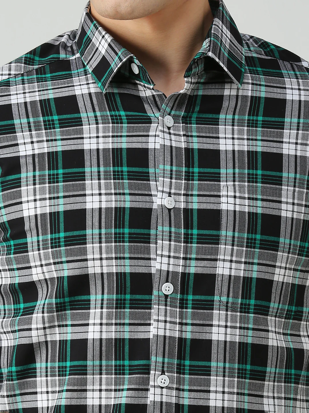 Men's Black Checks Slim Fit Shirts - Image 7