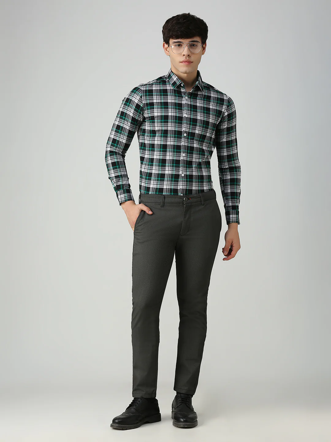 Men's Black Checks Slim Fit Shirts - Image 8