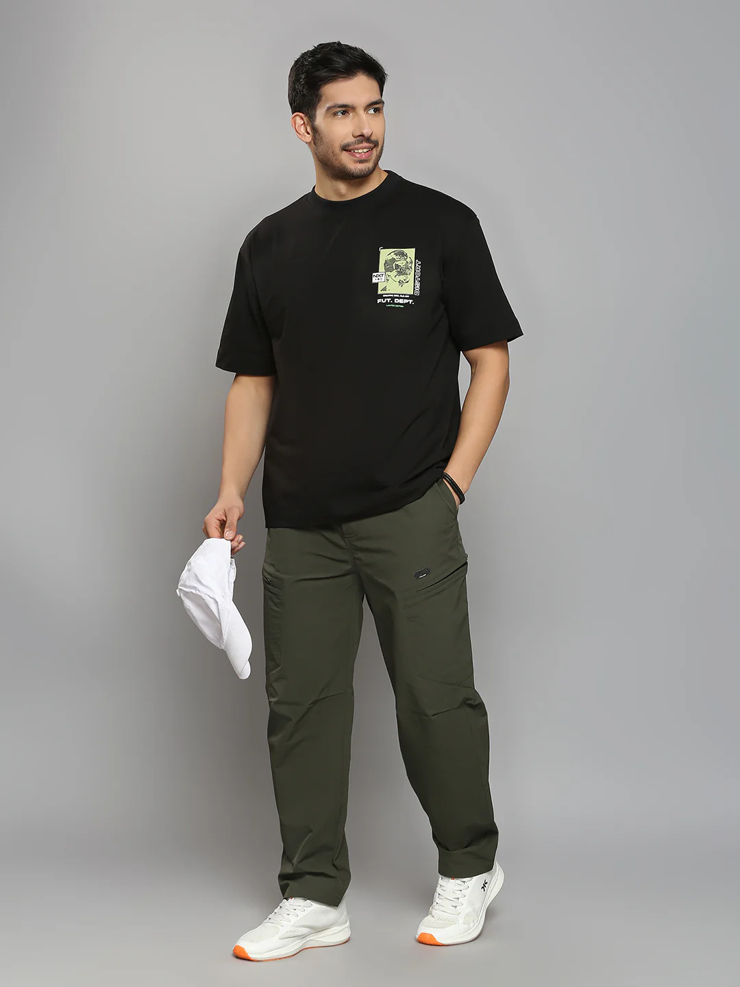 Men's Black Printed Oversized Fit T-Shirts - Image 6