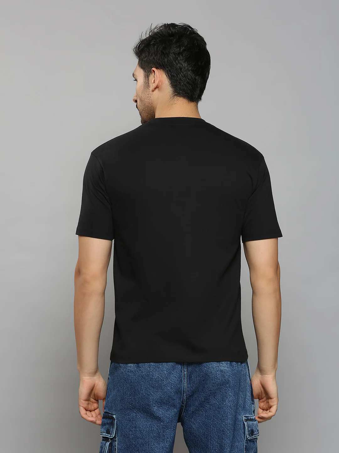 Men's Black Printed Oversized Fit T-Shirts - Image 4