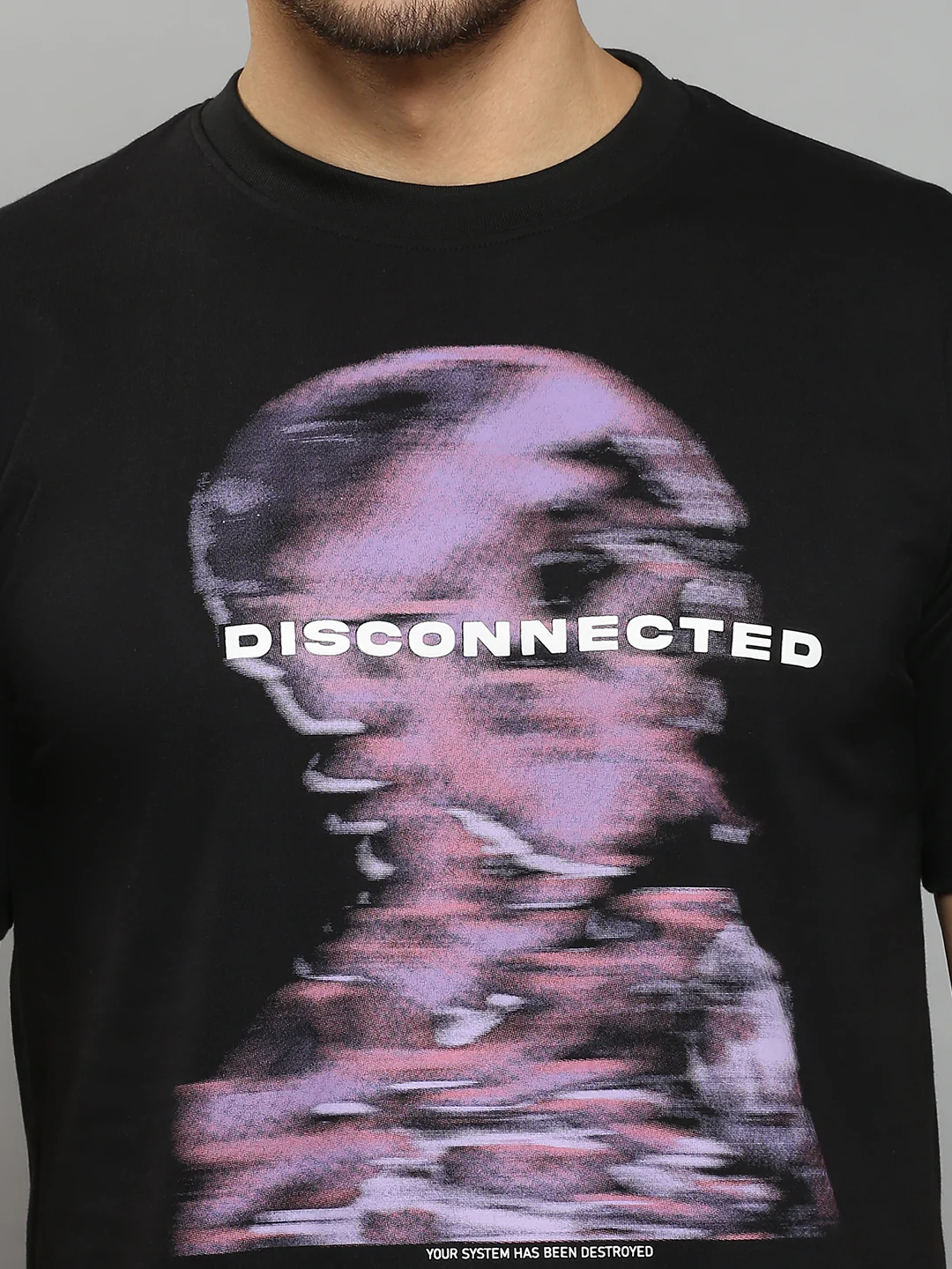 Men's Black Printed Oversized Fit T-Shirts - Image 5
