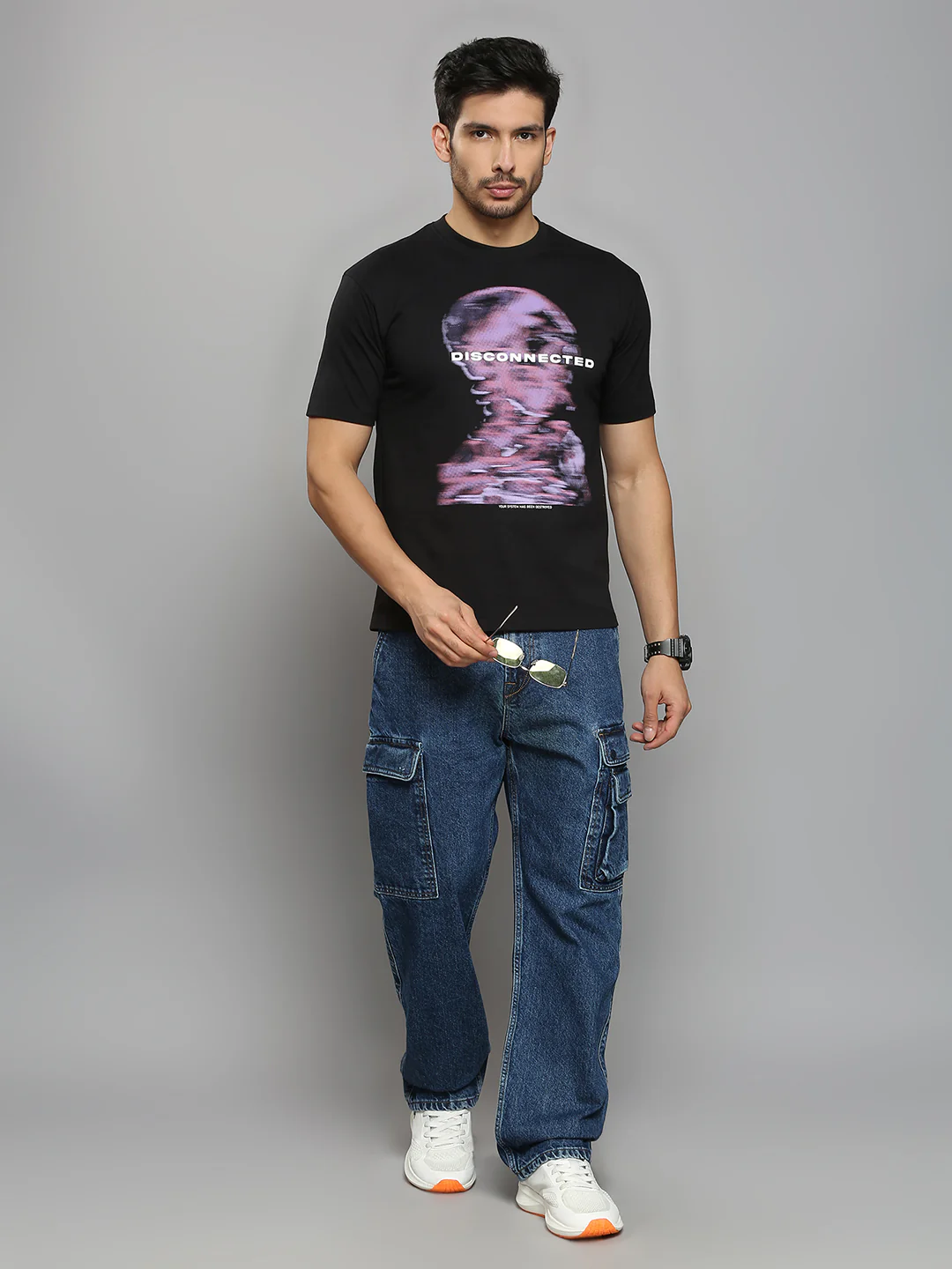 Men's Black Printed Oversized Fit T-Shirts - Image 6