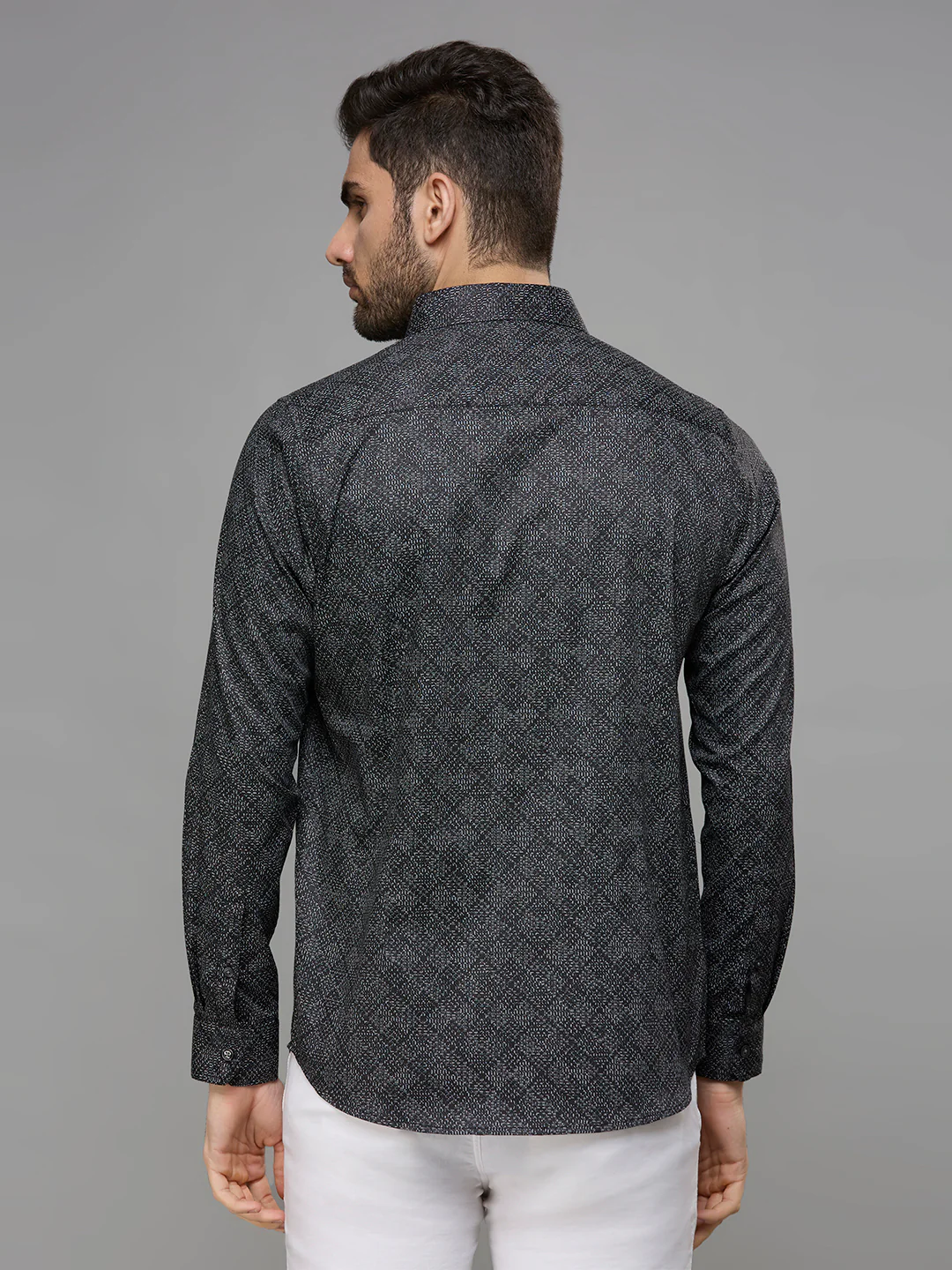 Men's Black Printed Slim Fit Shirts - Image 6