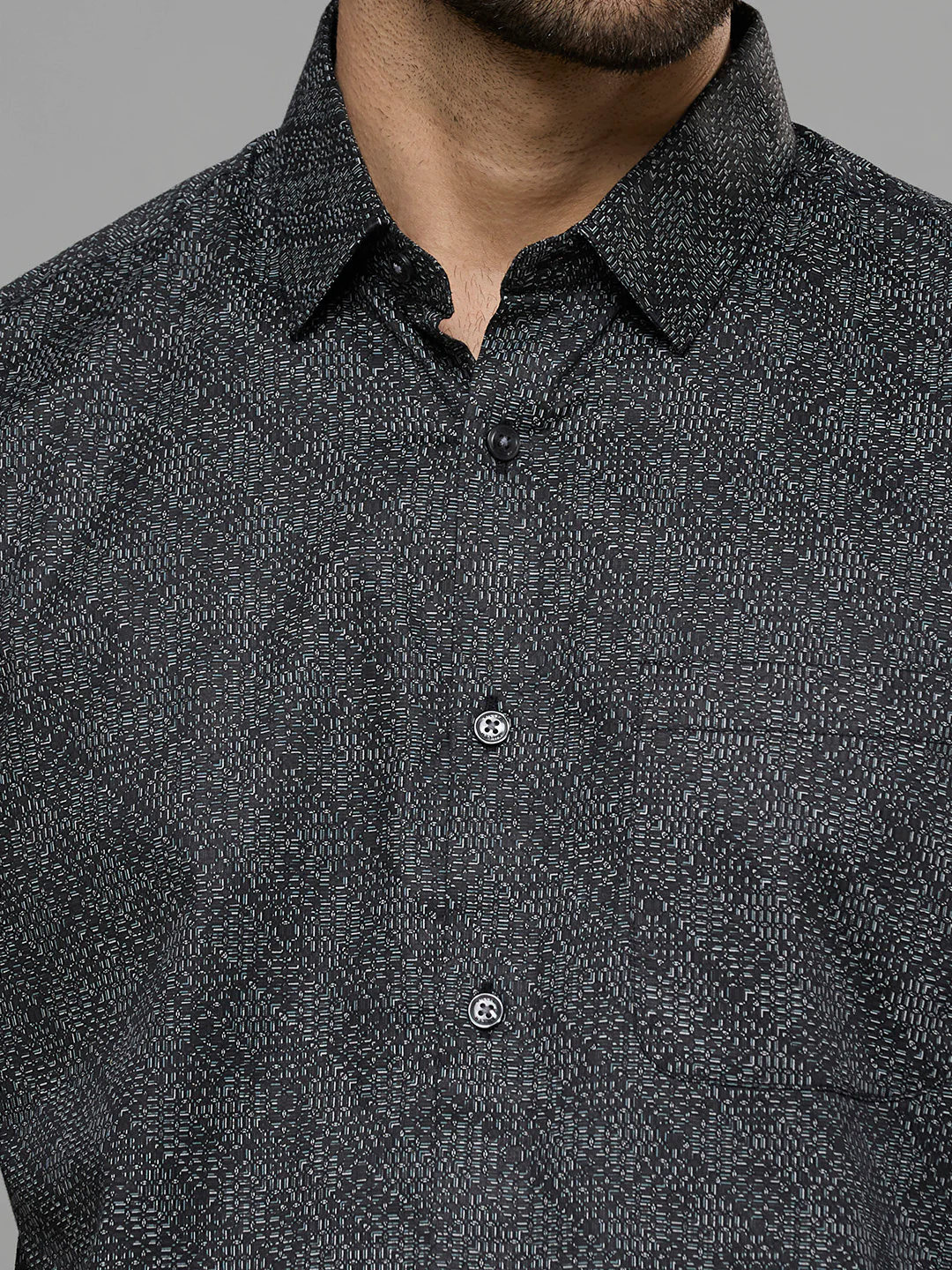 Men's Black Printed Slim Fit Shirts - Image 7