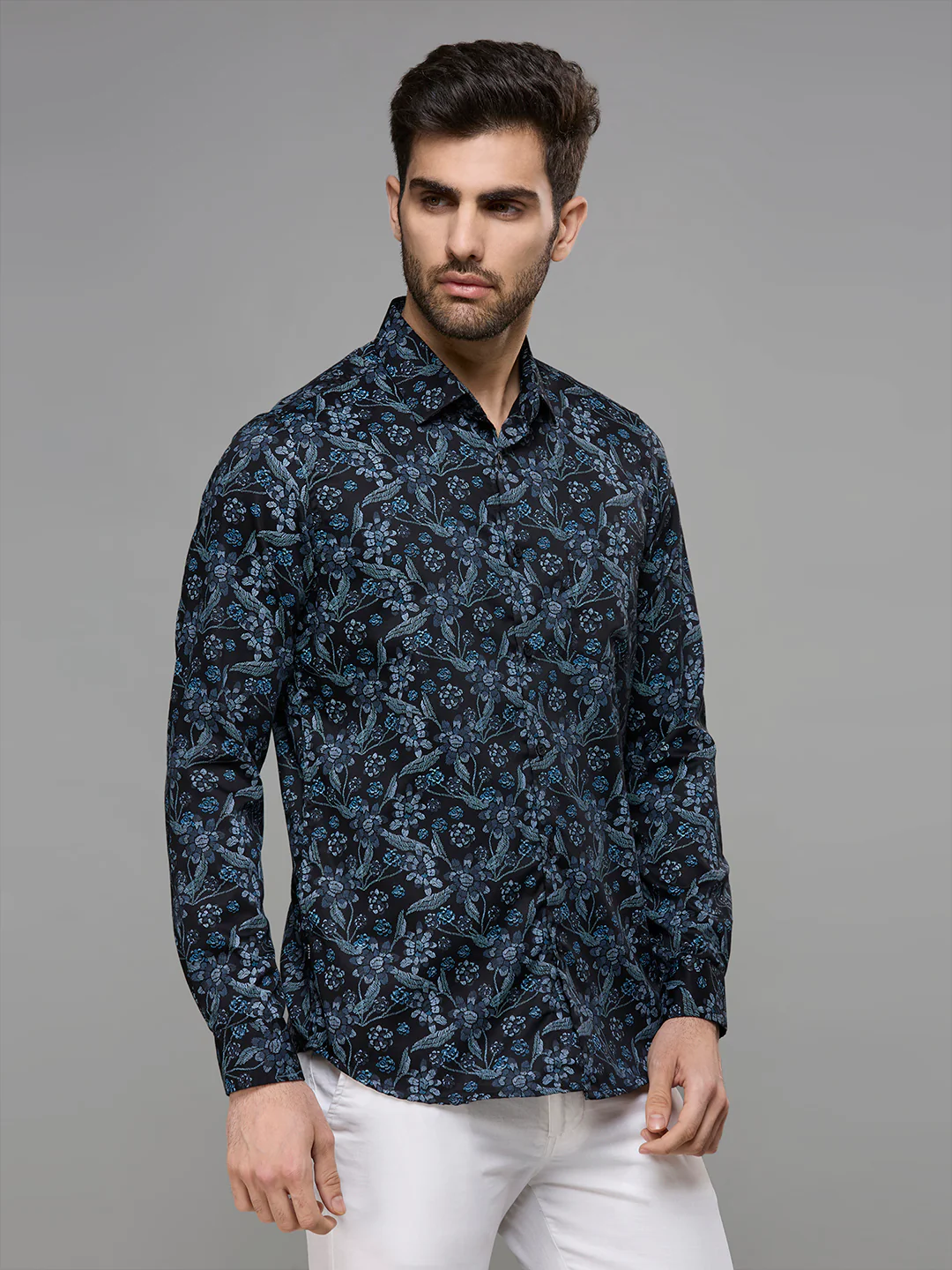 Men's Black Printed Slim Fit Shirts - Image 5