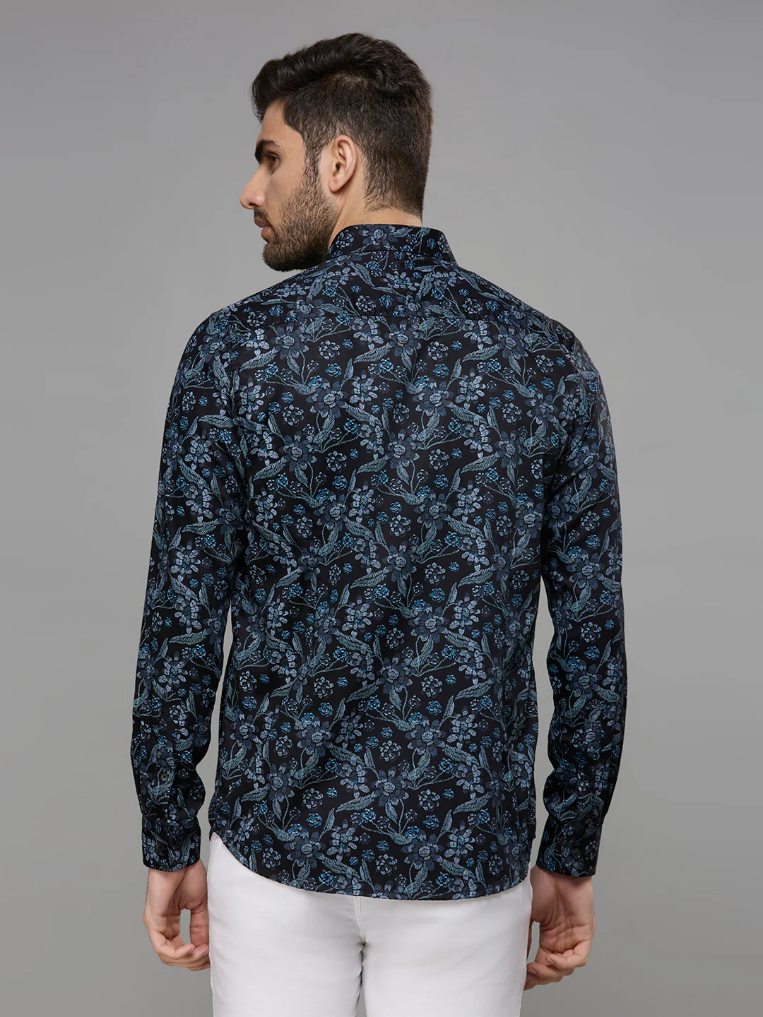Men's Black Printed Slim Fit Shirts - Image 6