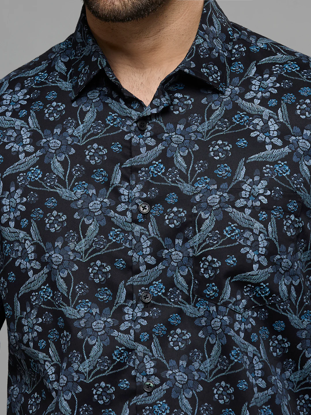 Men's Black Printed Slim Fit Shirts - Image 7