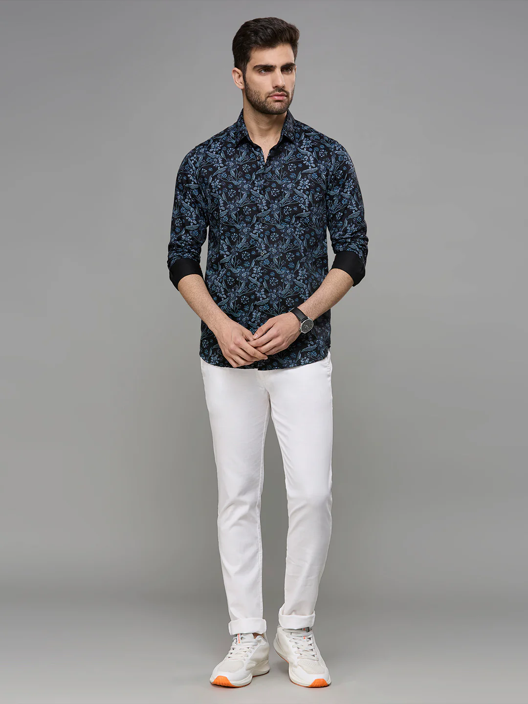 Men's Black Printed Slim Fit Shirts - Image 8
