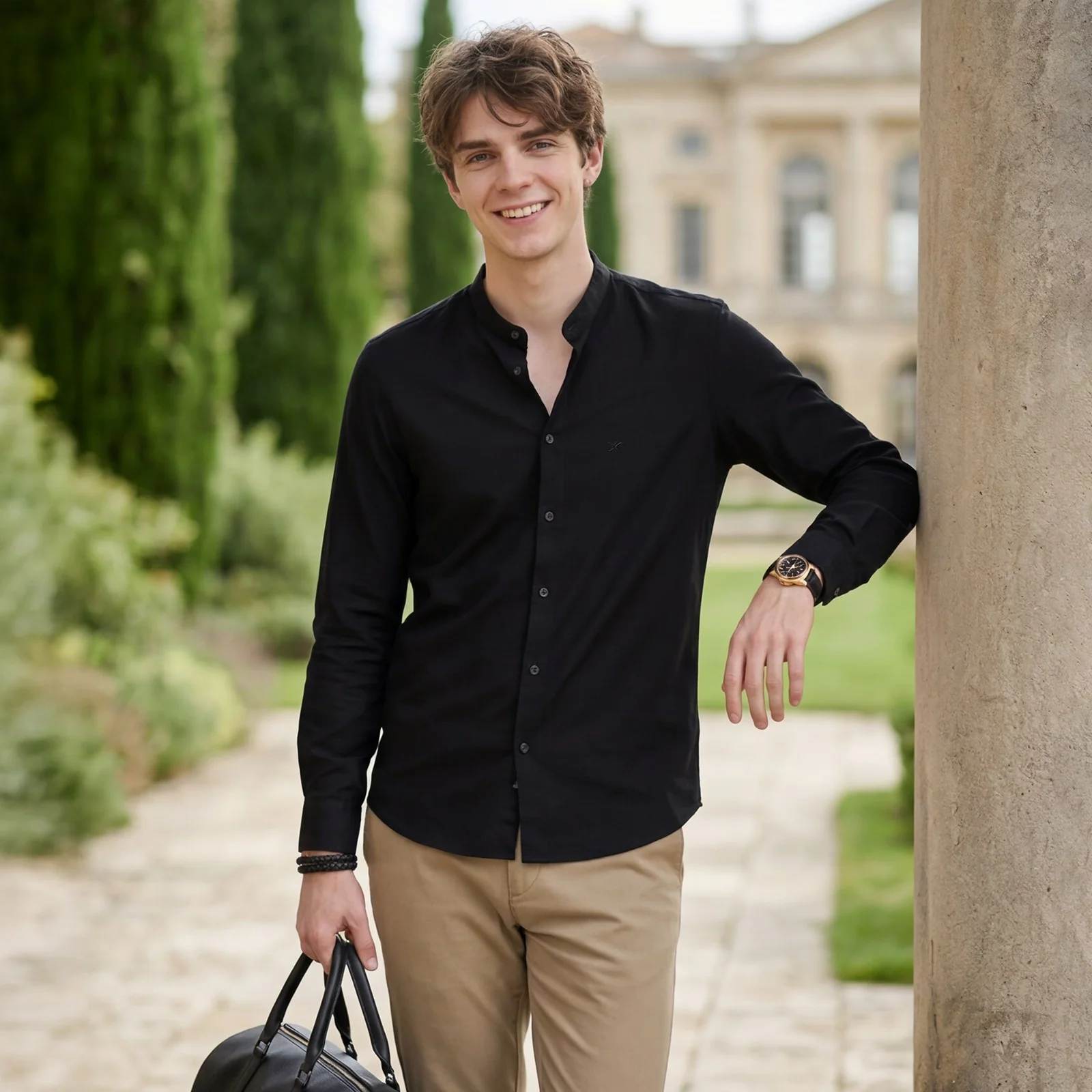Men's Black Printed Slim Fit Shirts - Image 2