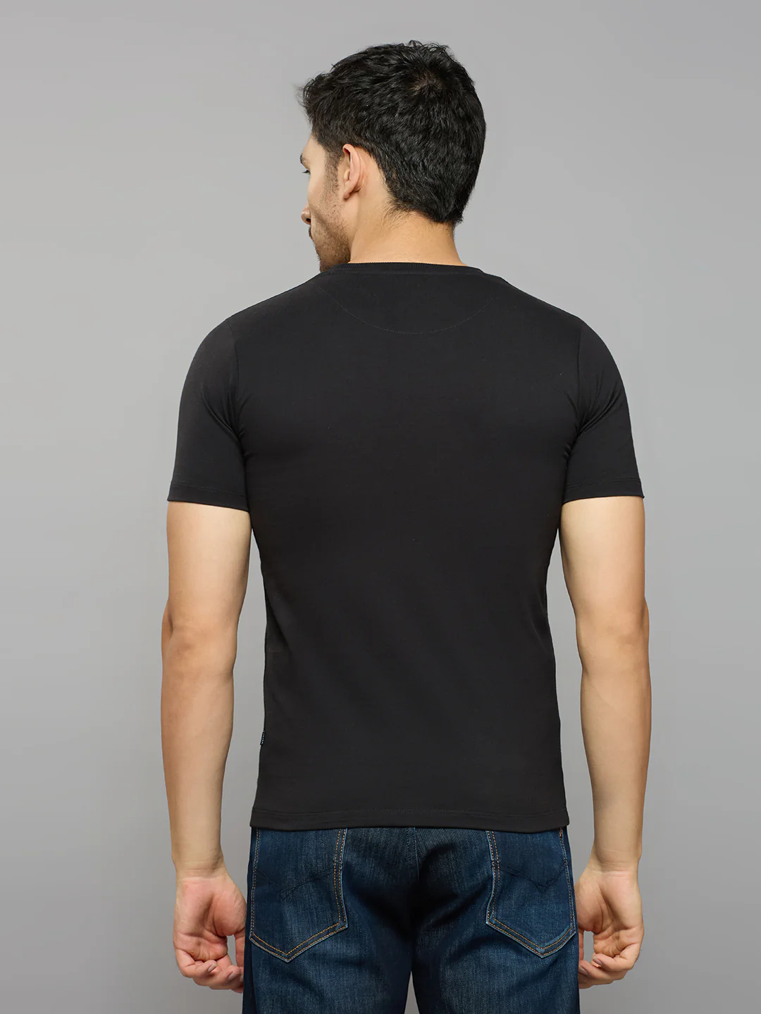 Men's Black Printed Slim Fit T-Shirts - Image 4