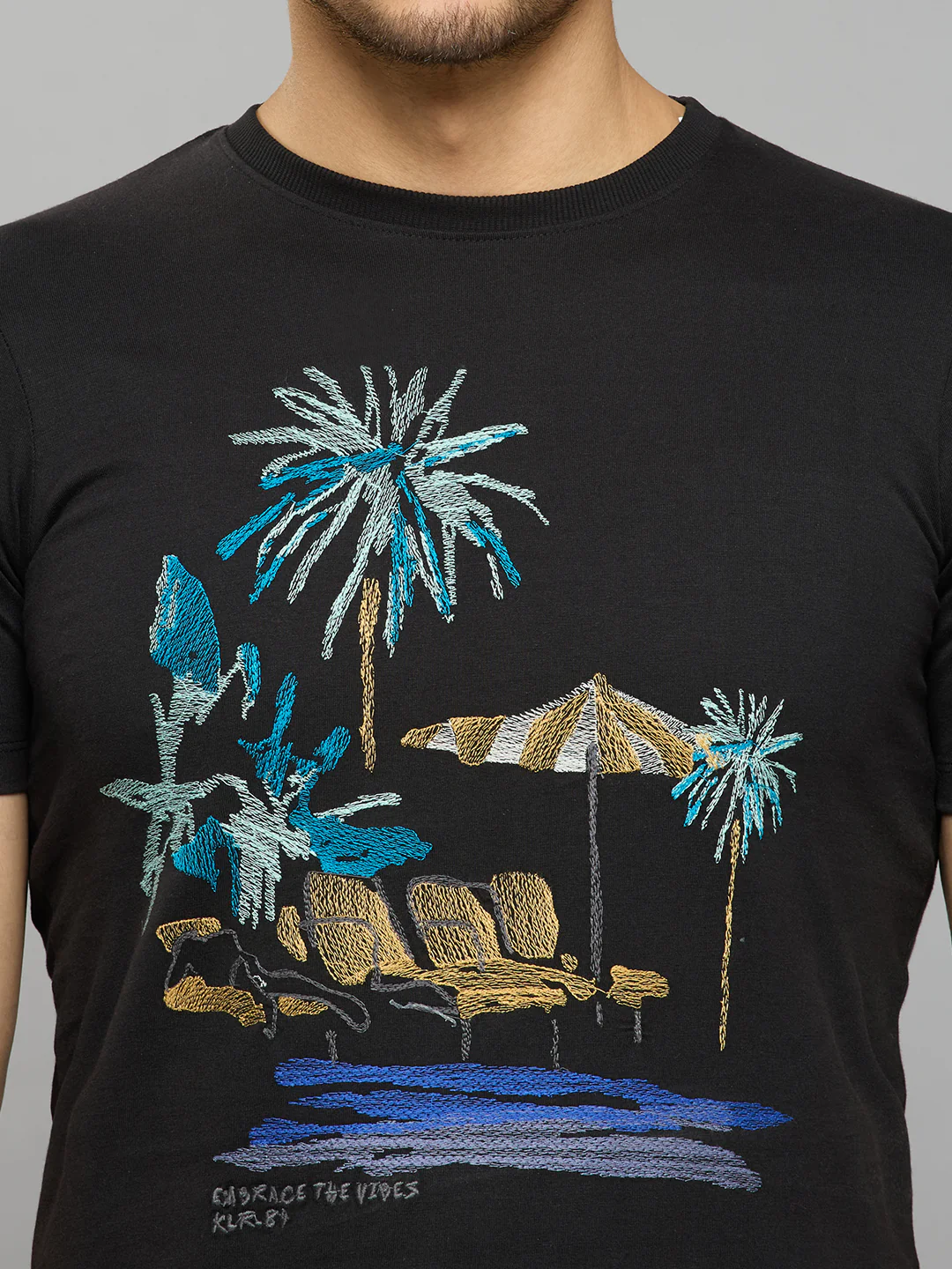 Men's Black Printed Slim Fit T-Shirts - Image 5