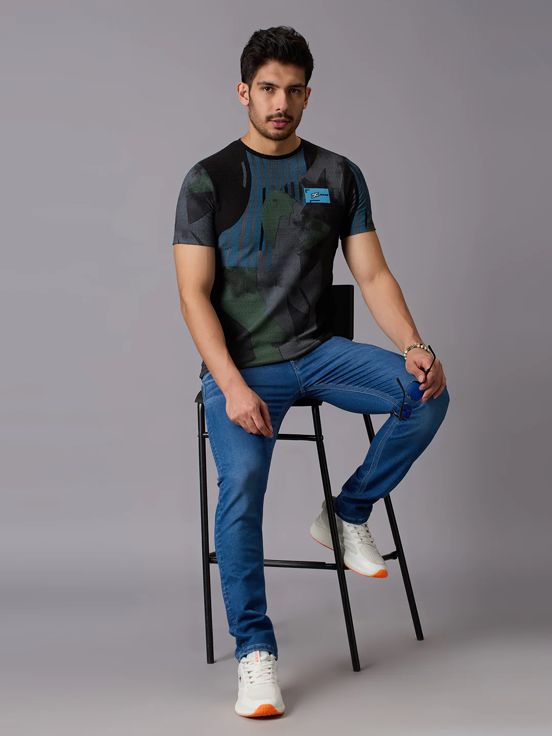 Men's Black Printed Slim Fit T-Shirts - Image 6