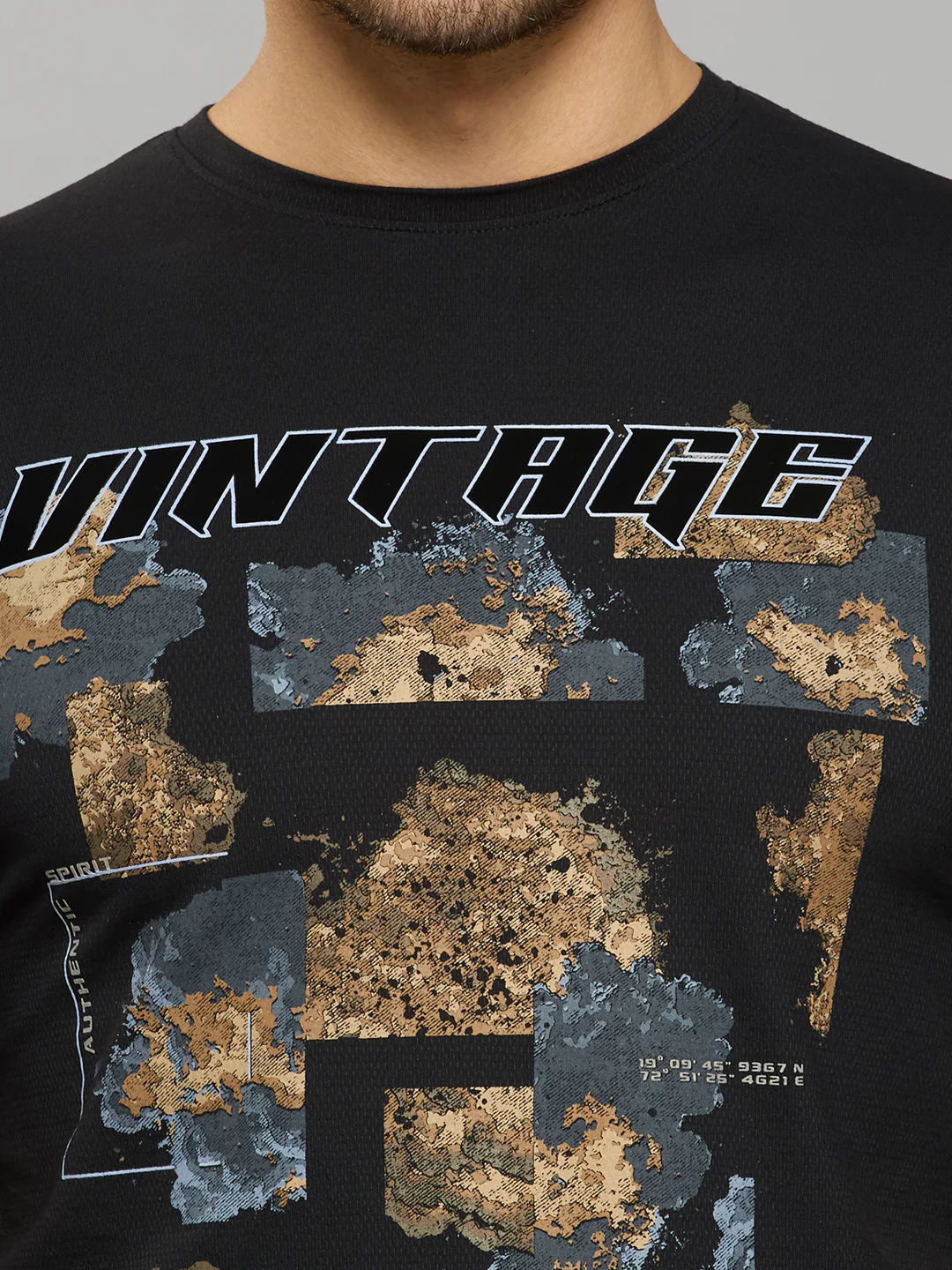 Men's Black Printed Slim Fit T-Shirts - Image 5