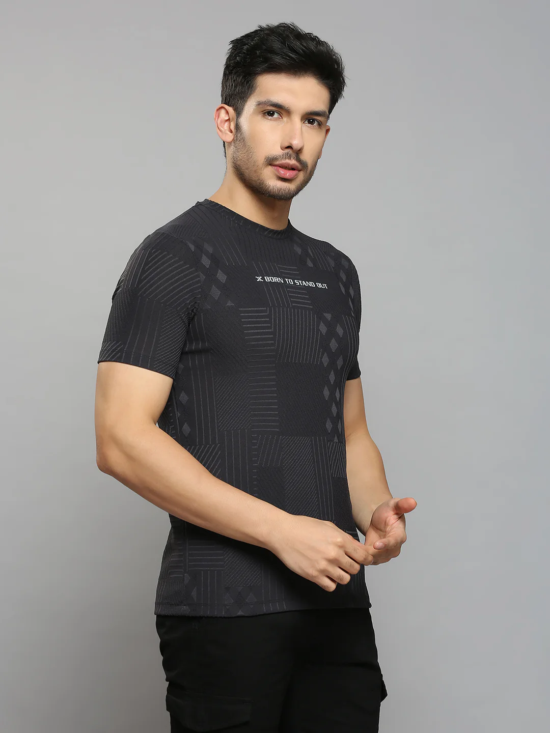 Men's Black Printed Slim Fit T-Shirts - Image 3