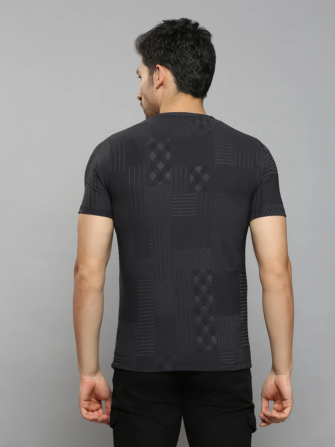 Men's Black Printed Slim Fit T-Shirts - Image 4
