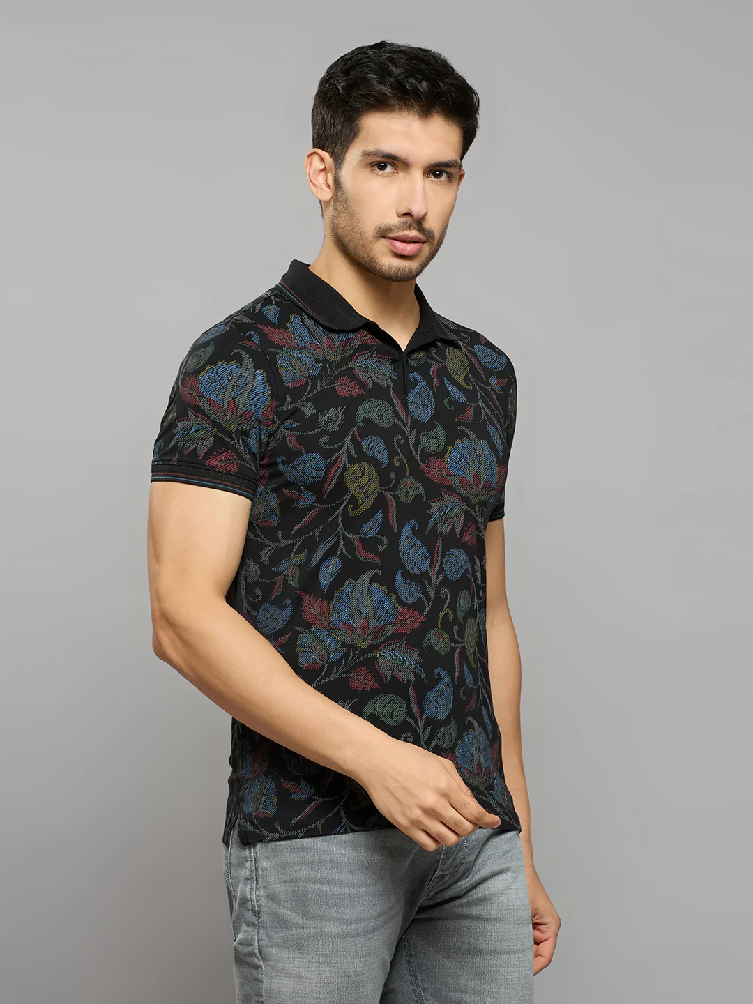 Men's Black Printed Slim Fit T-Shirts - Image 3