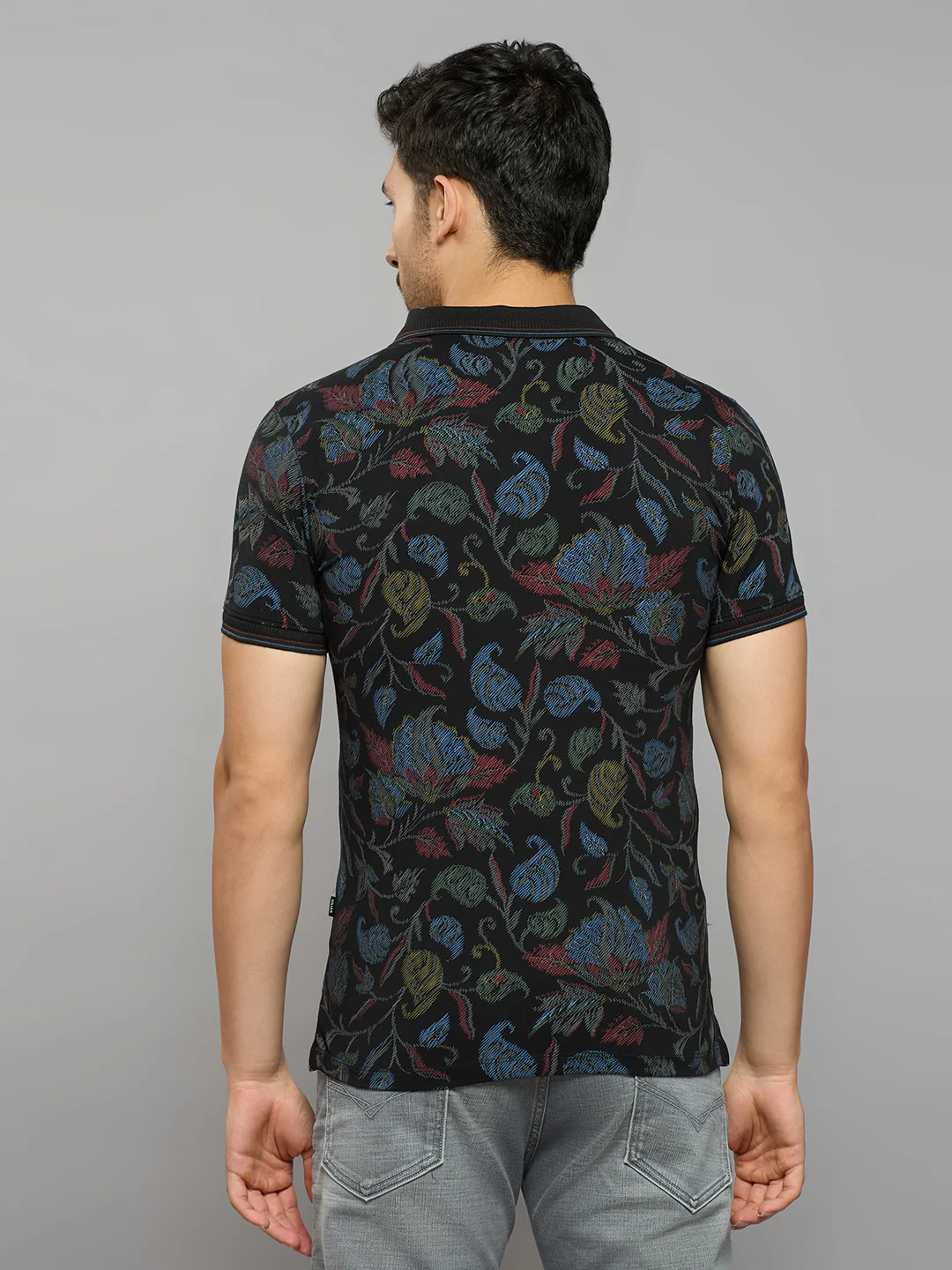 Men's Black Printed Slim Fit T-Shirts - Image 4