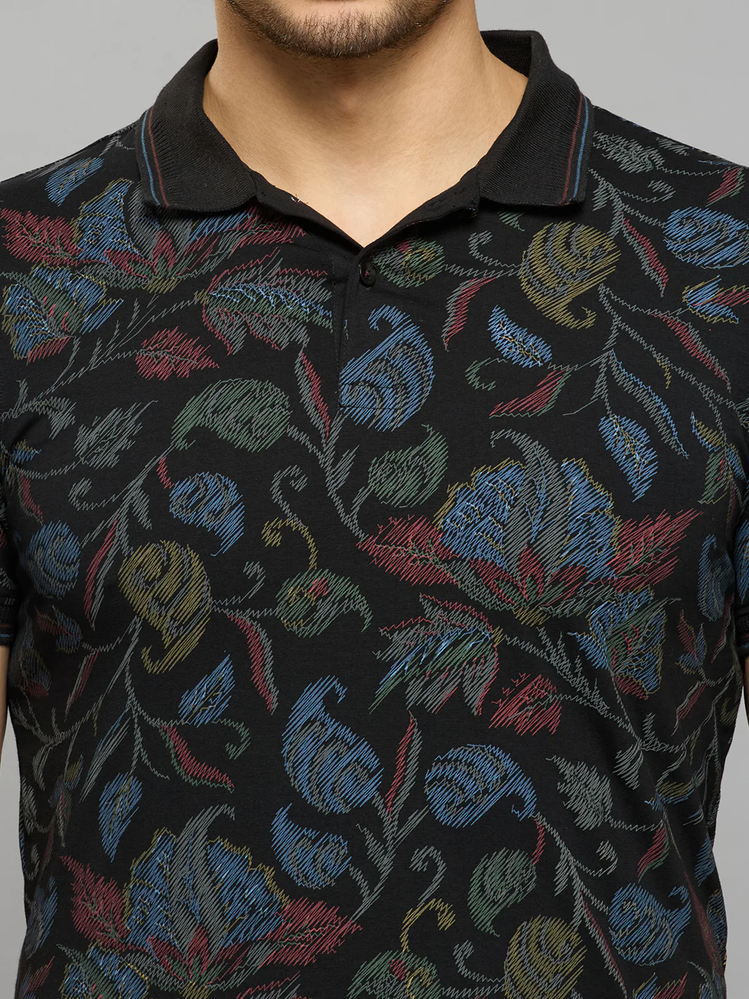 Men's Black Printed Slim Fit T-Shirts - Image 5