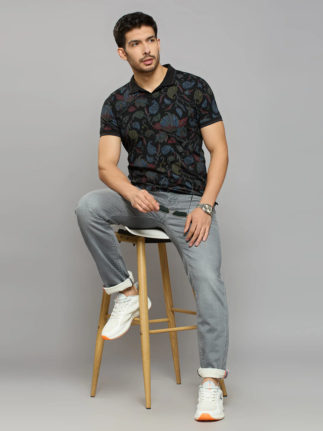 Men's Black Printed Slim Fit T-Shirts - Image 6