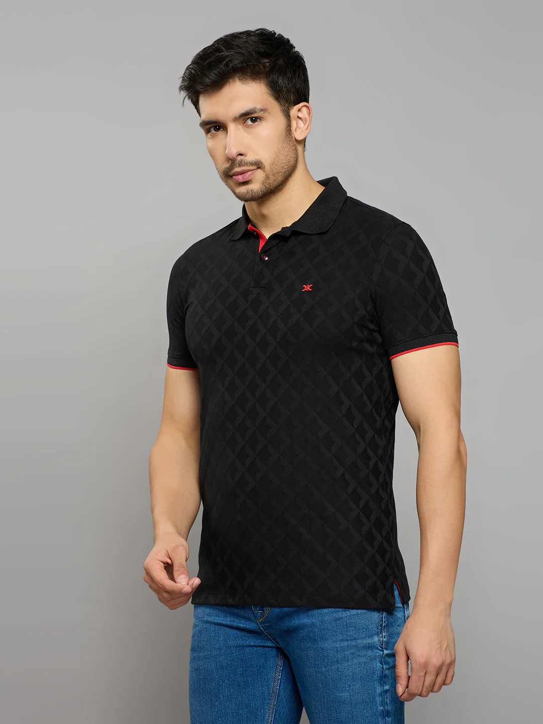 Men's Black Printed Slim Fit T-Shirts - Image 2
