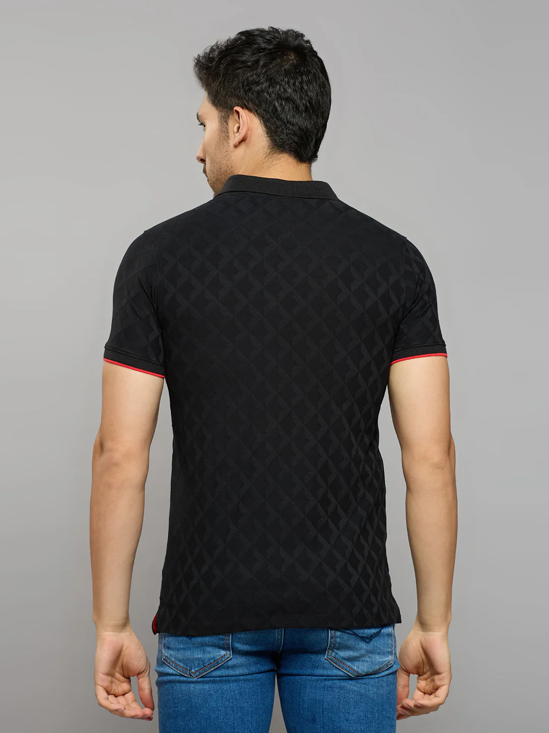 Men's Black Printed Slim Fit T-Shirts - Image 4