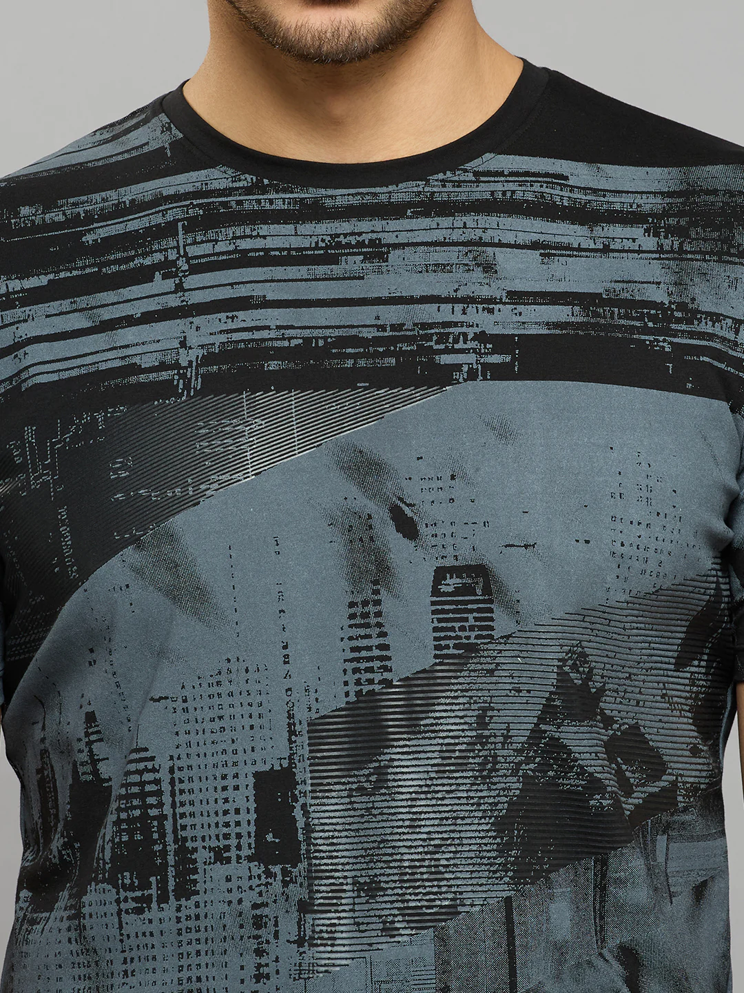 Men's Black Printed Slim Fit T-Shirts - Image 5