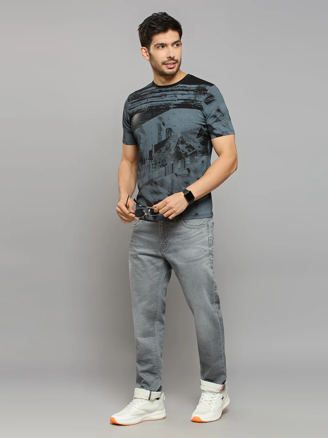 Men's Black Printed Slim Fit T-Shirts - Image 6