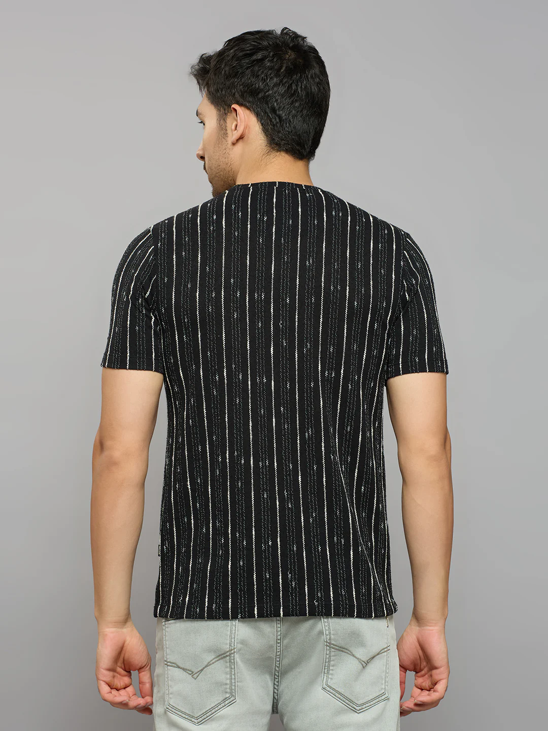 Men's Black Printed Slim Fit T-Shirts - Image 4