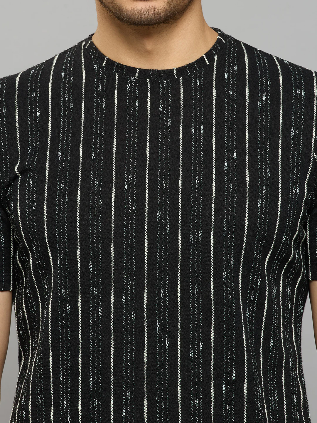 Men's Black Printed Slim Fit T-Shirts - Image 5
