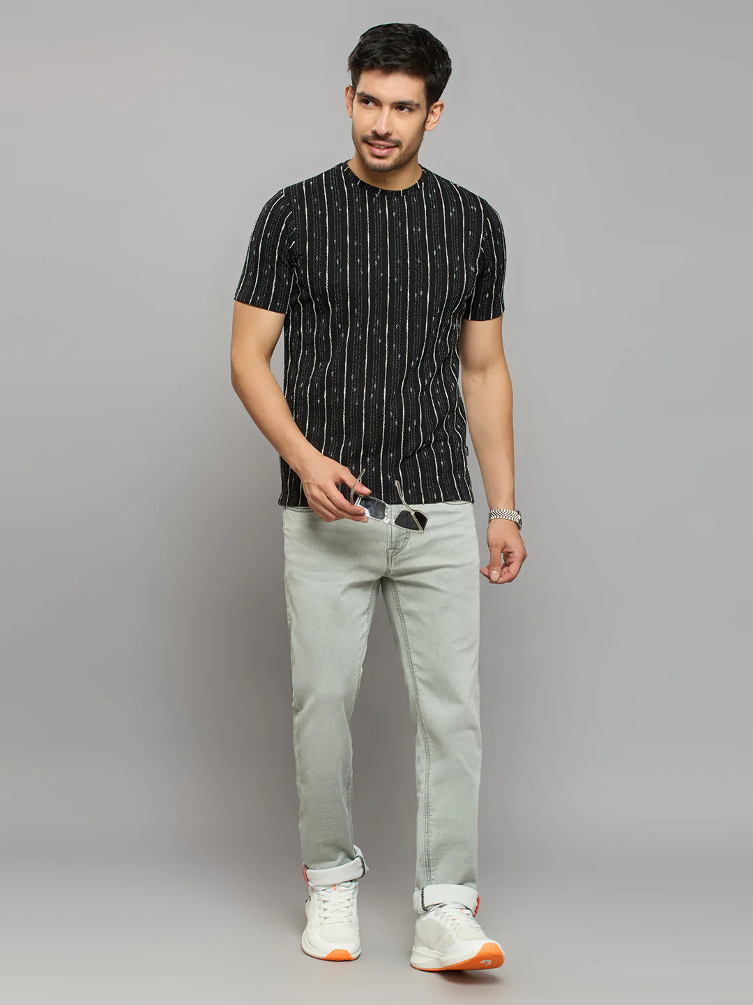 Men's Black Printed Slim Fit T-Shirts - Image 6