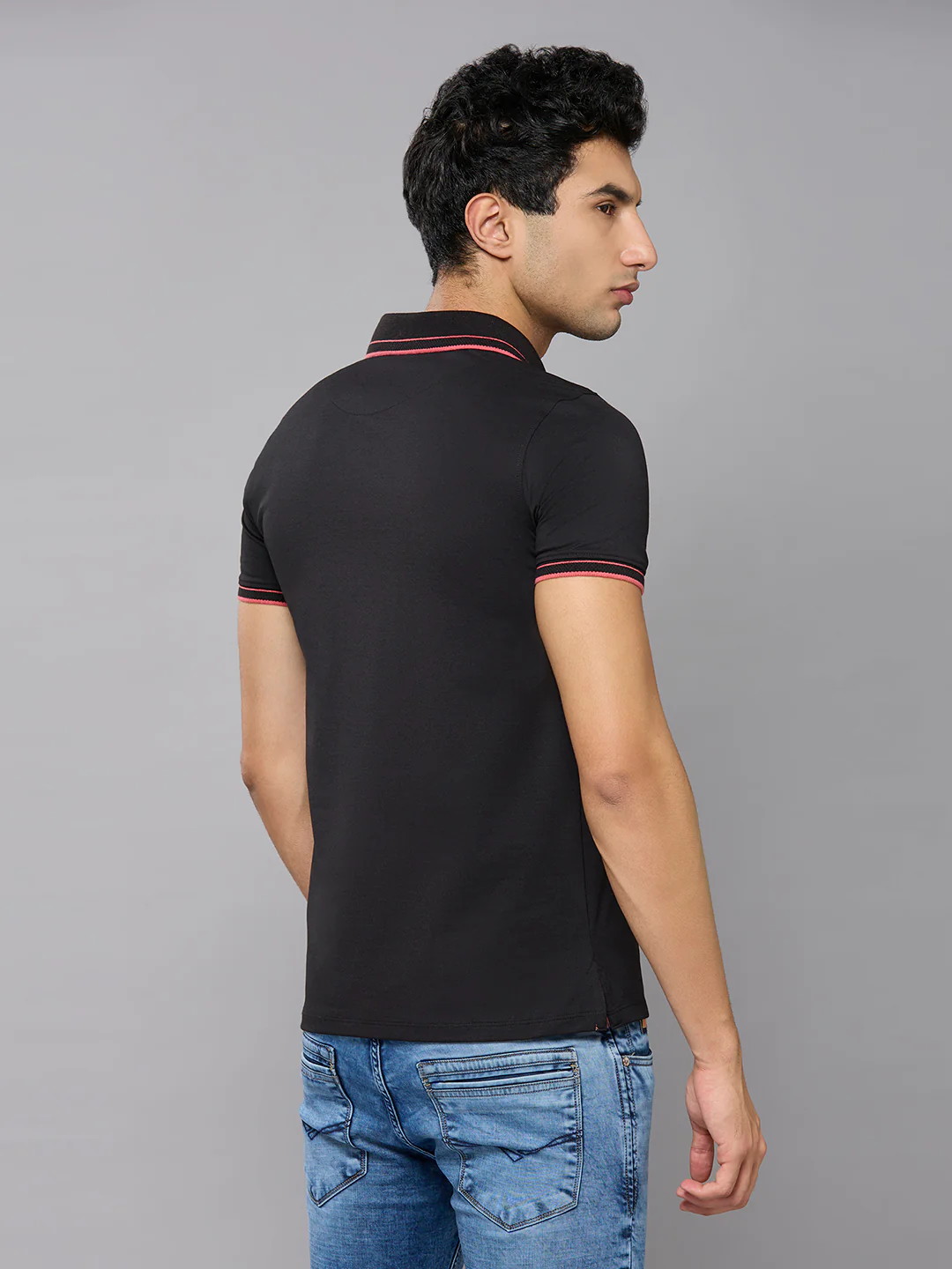 Men's Black Printed Slim Fit T-Shirts - Image 4