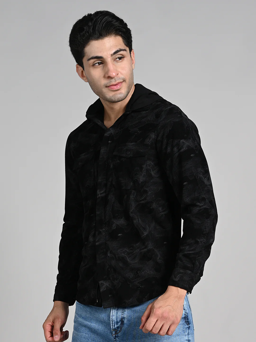Men's Black Printed Straight Fit Shirts - Image 5