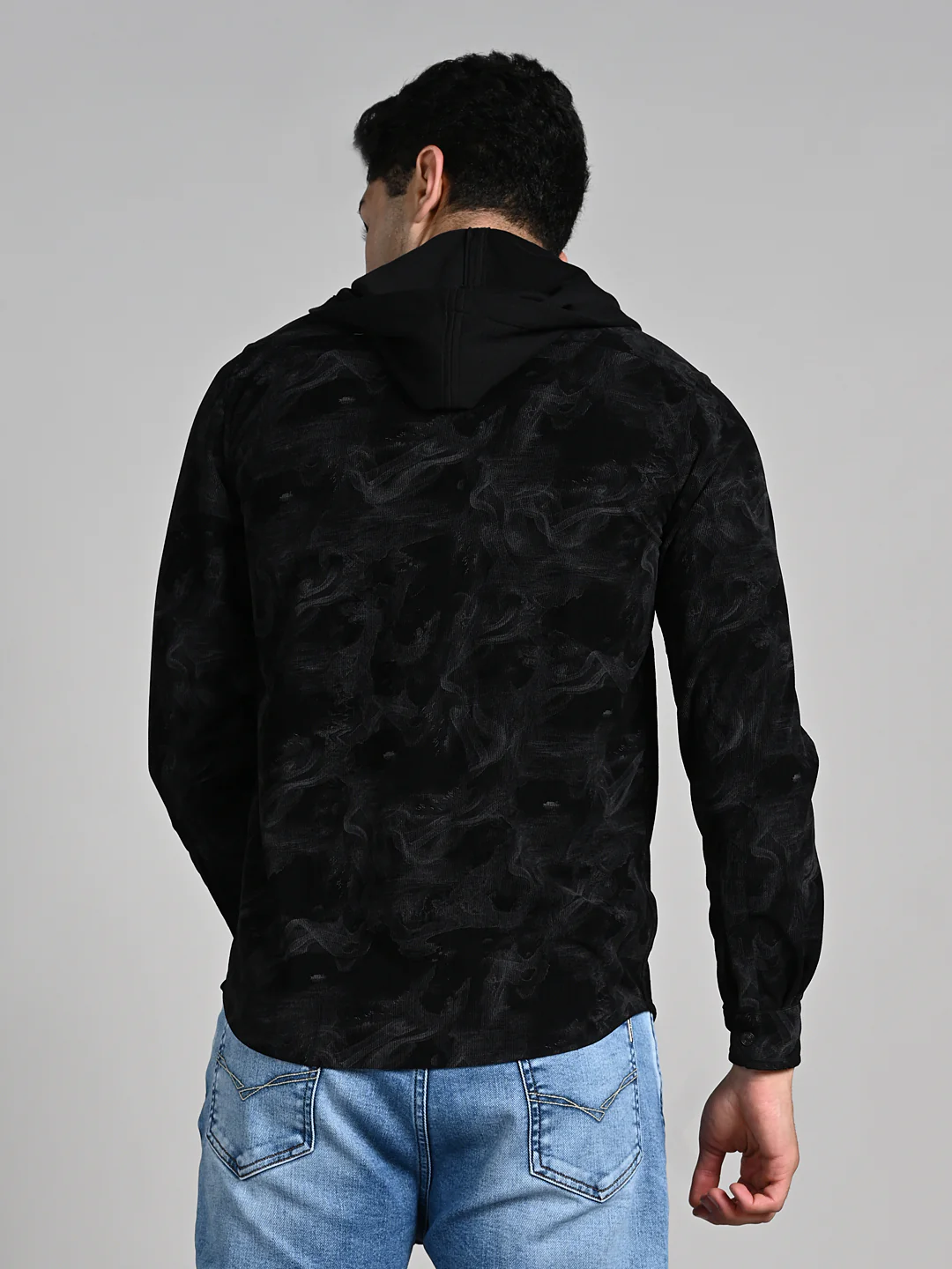 Men's Black Printed Straight Fit Shirts - Image 7