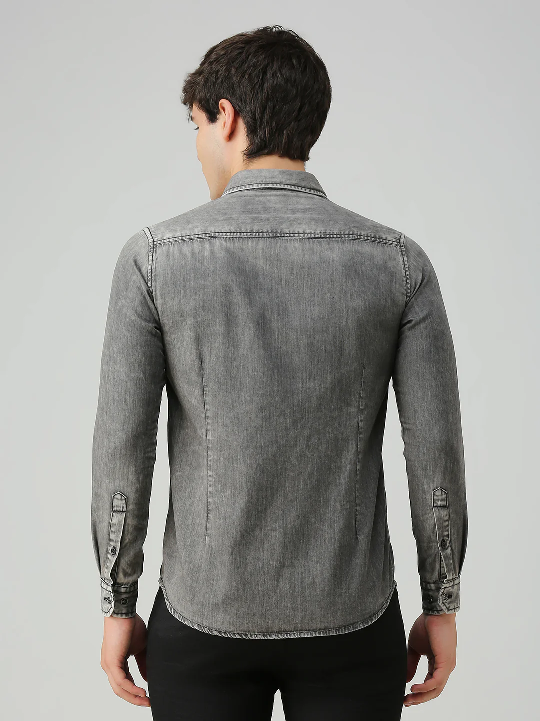 Men's Black Solid Slim Fit Shirts - Image 6