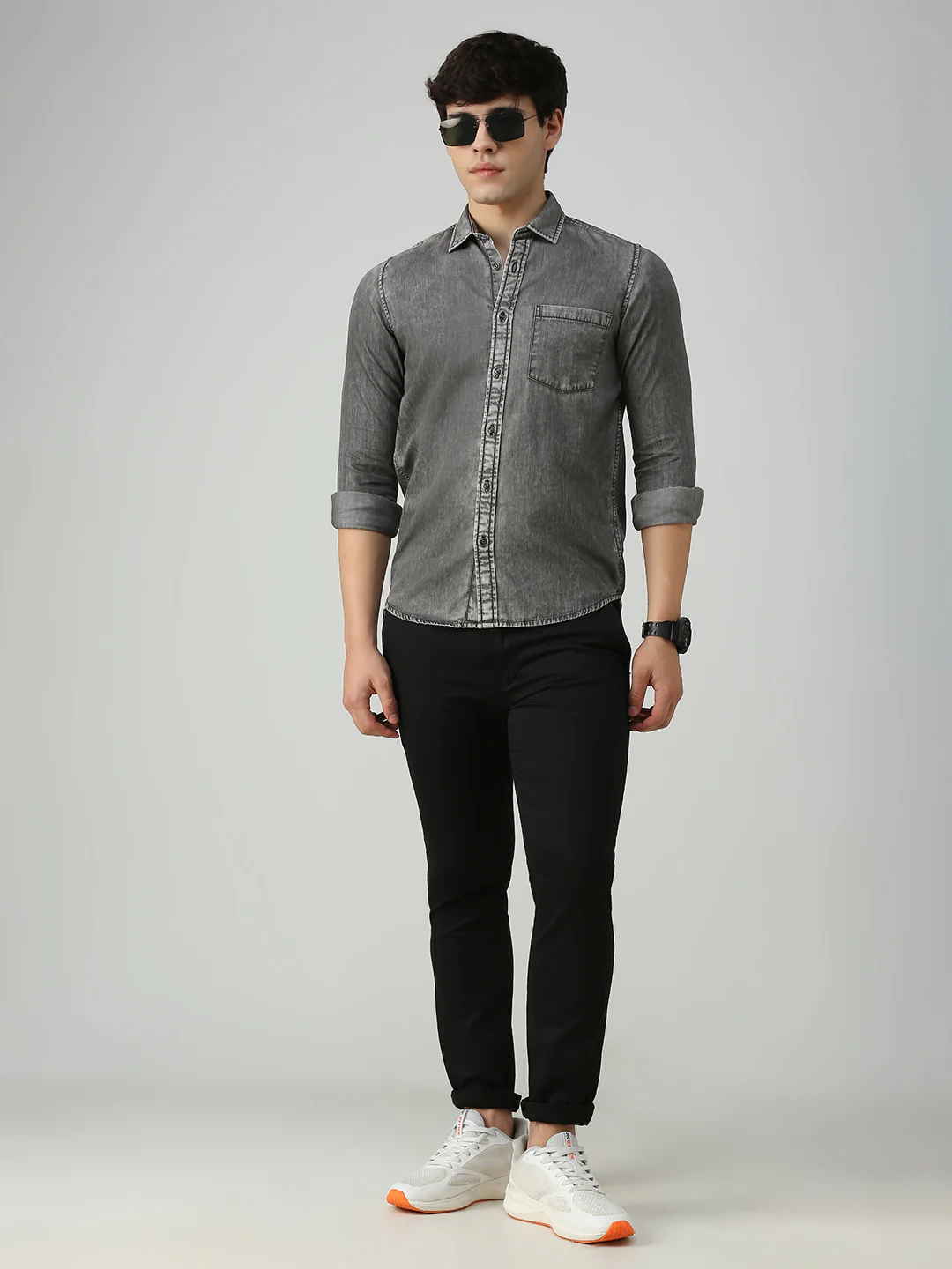 Men's Black Solid Slim Fit Shirts - Image 8