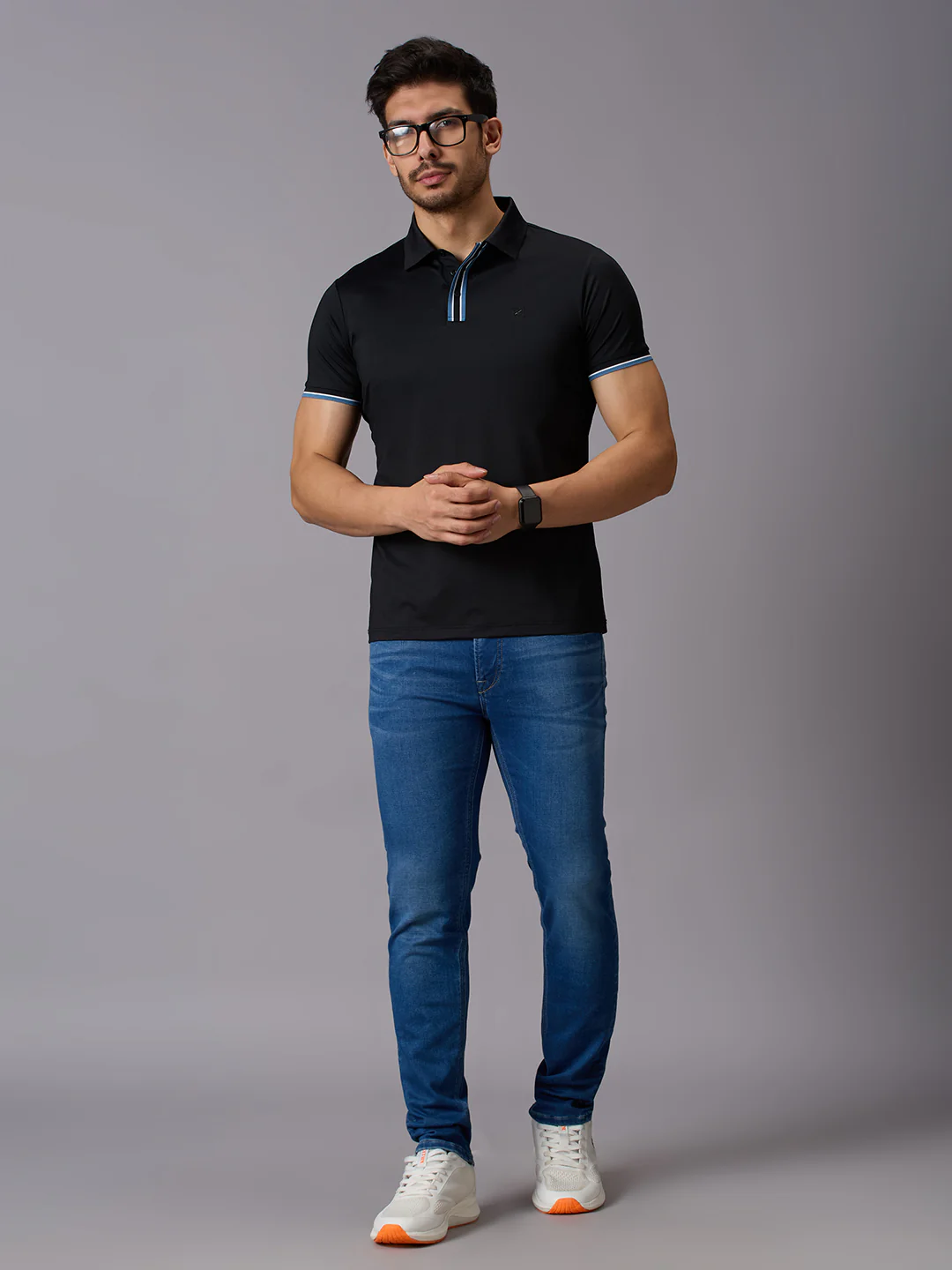 Men's Black Solid Slim Fit T-Shirts - Image 6