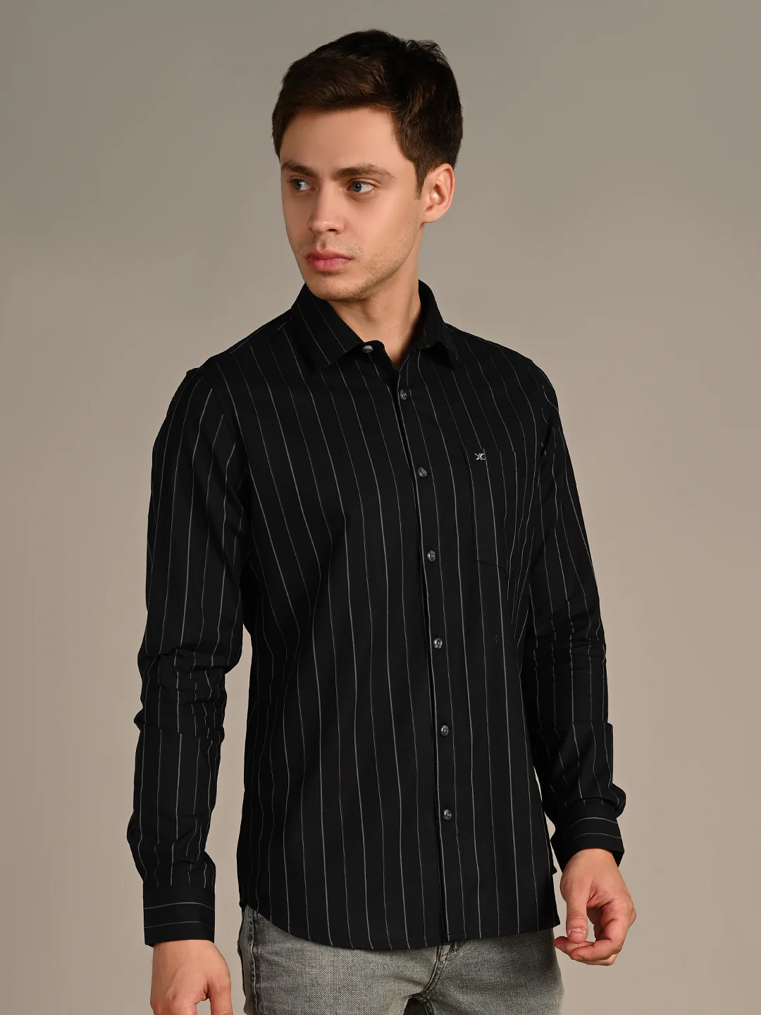 Men's Black Stripe Slim Fit Shirts - Image 6