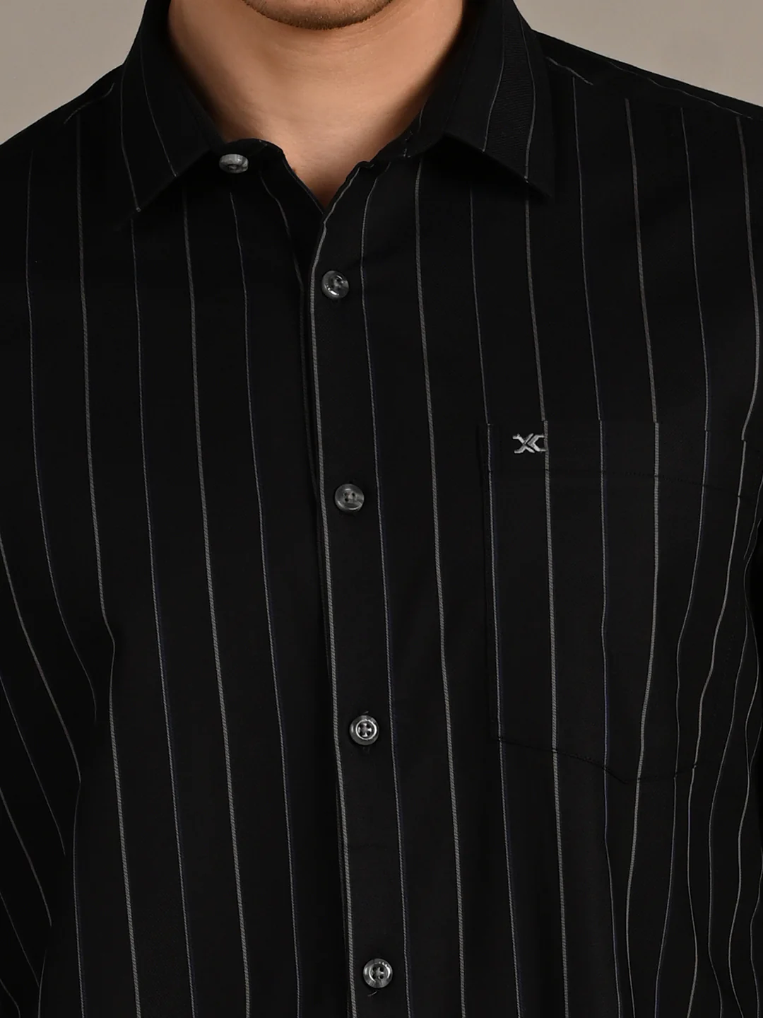 Men's Black Stripe Slim Fit Shirts - Image 8