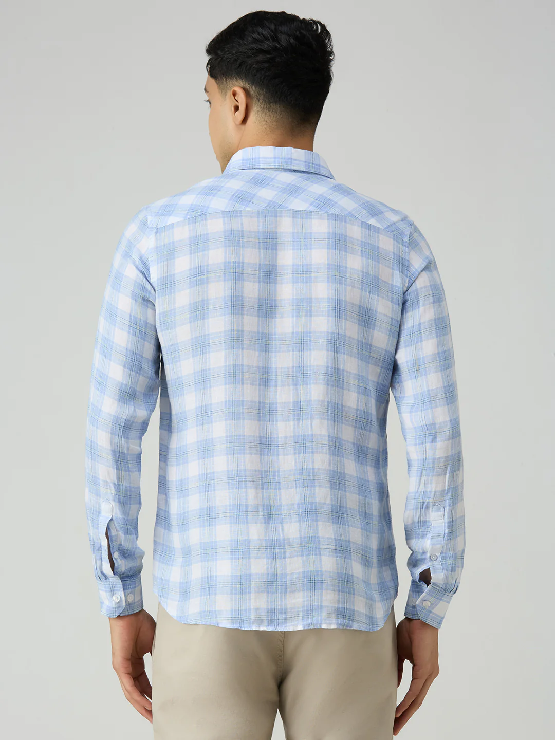 Men's Blue Checks Slim Fit Shirts - Image 6