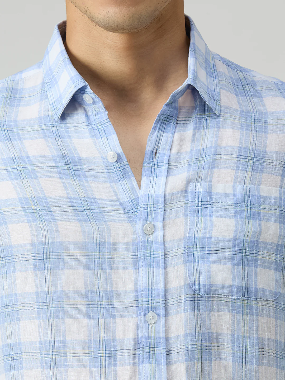 Men's Blue Checks Slim Fit Shirts - Image 7