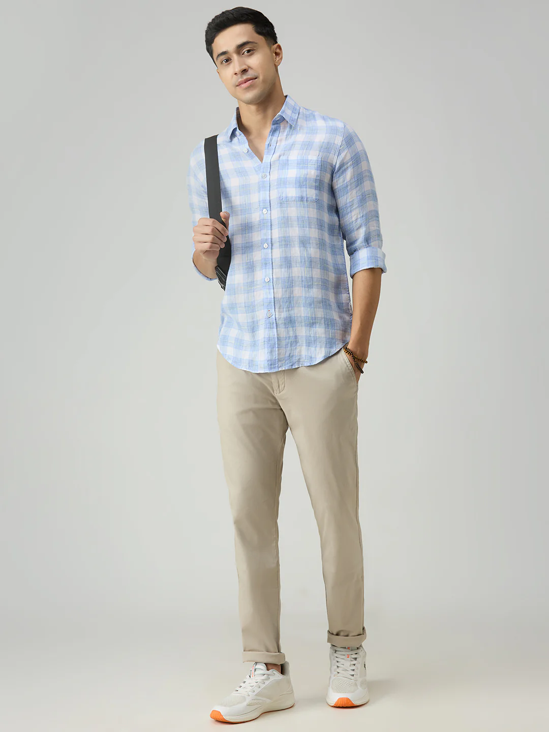 Men's Blue Checks Slim Fit Shirts - Image 8