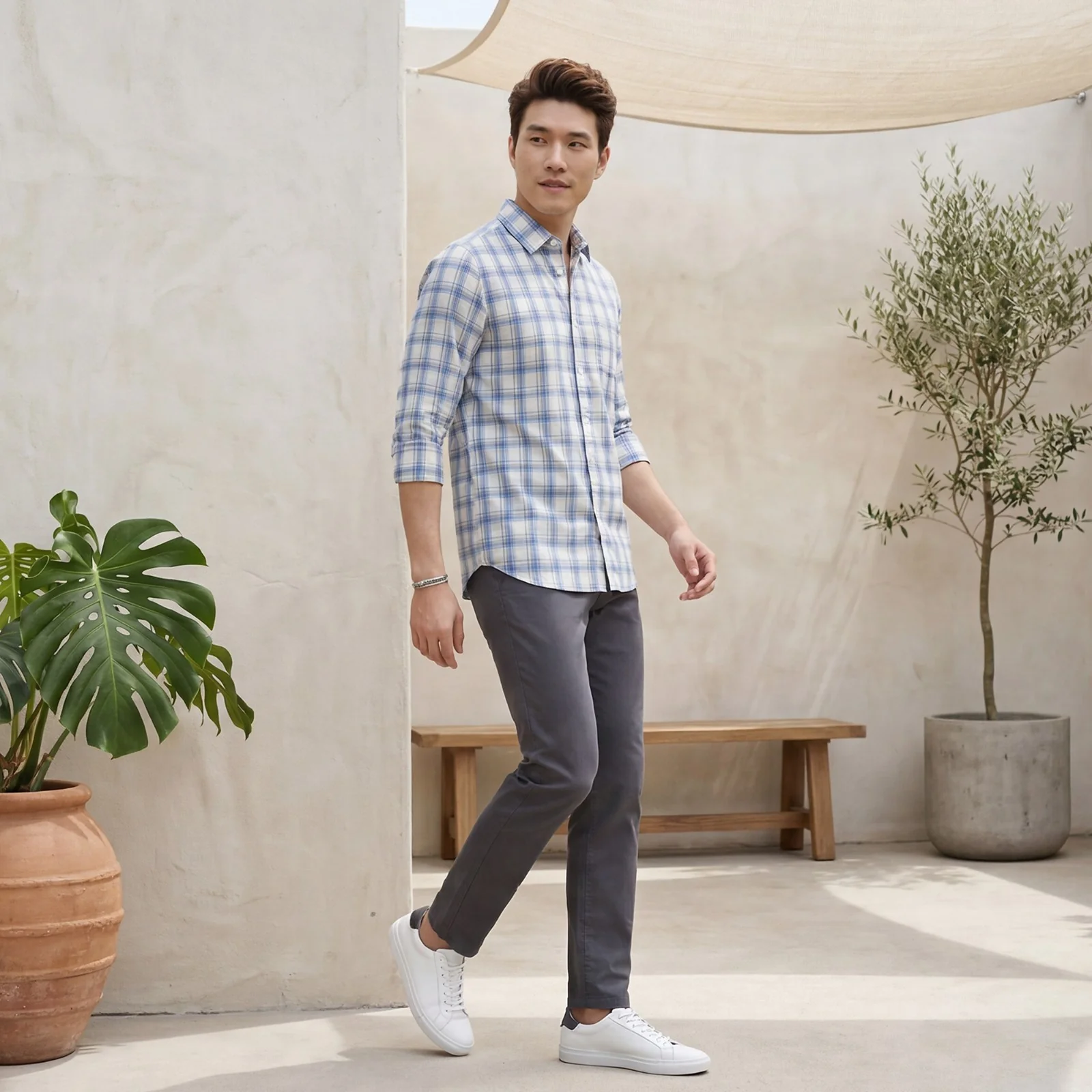 Men's Blue Checks Slim Fit Shirts