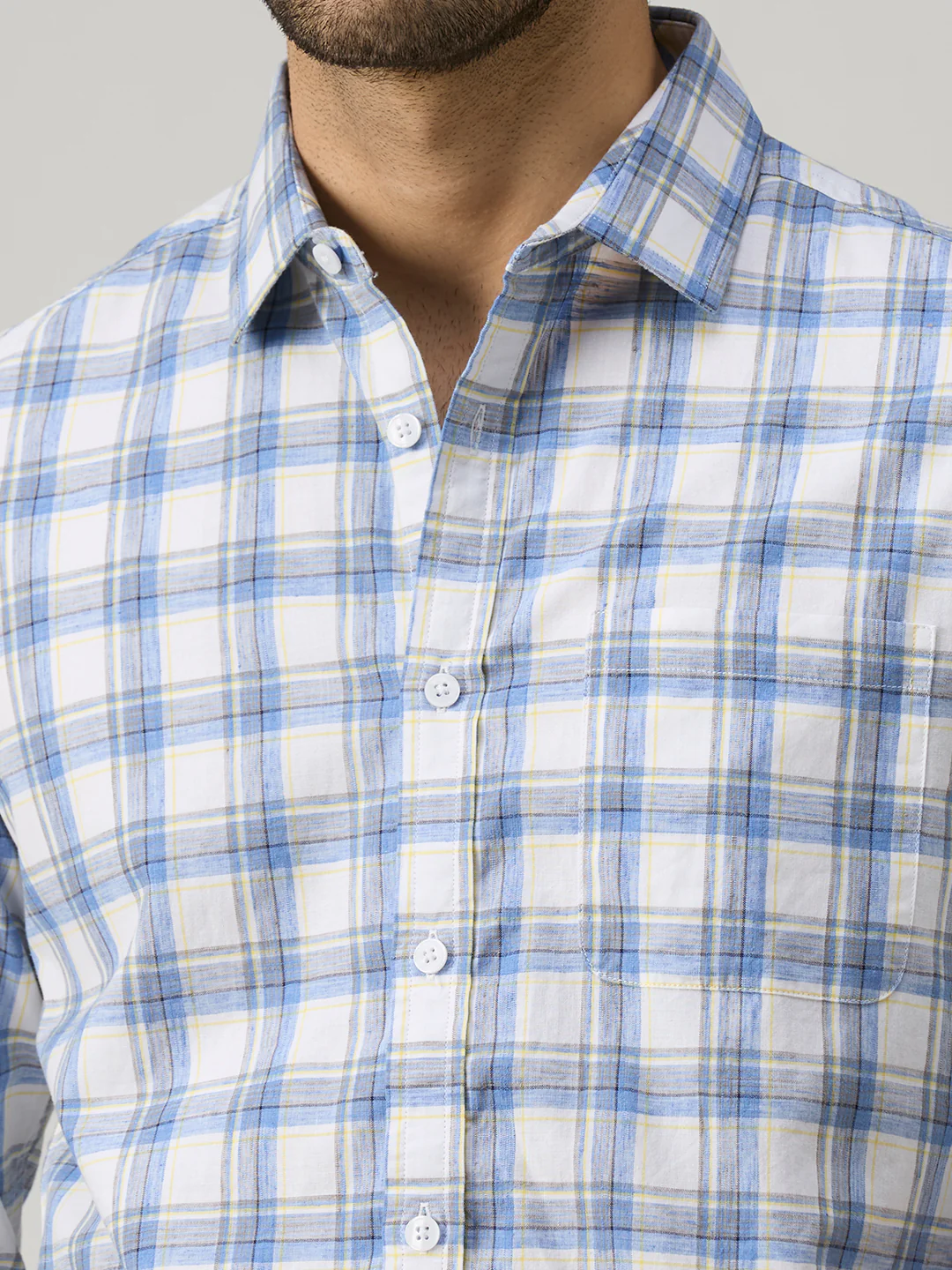 Men's Blue Checks Slim Fit Shirts - Image 7
