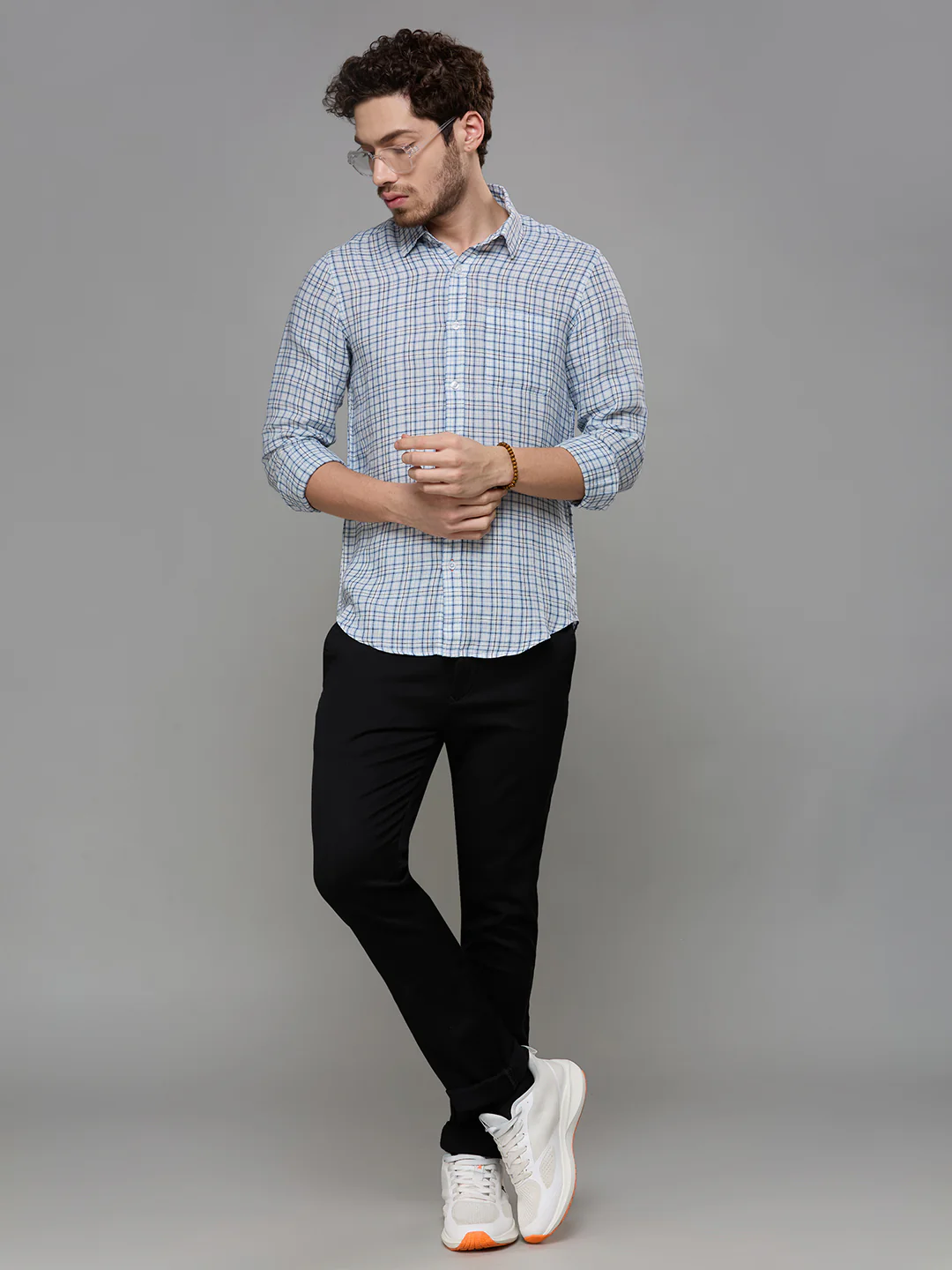 Men's Blue Checks Slim Fit Shirts - Image 8