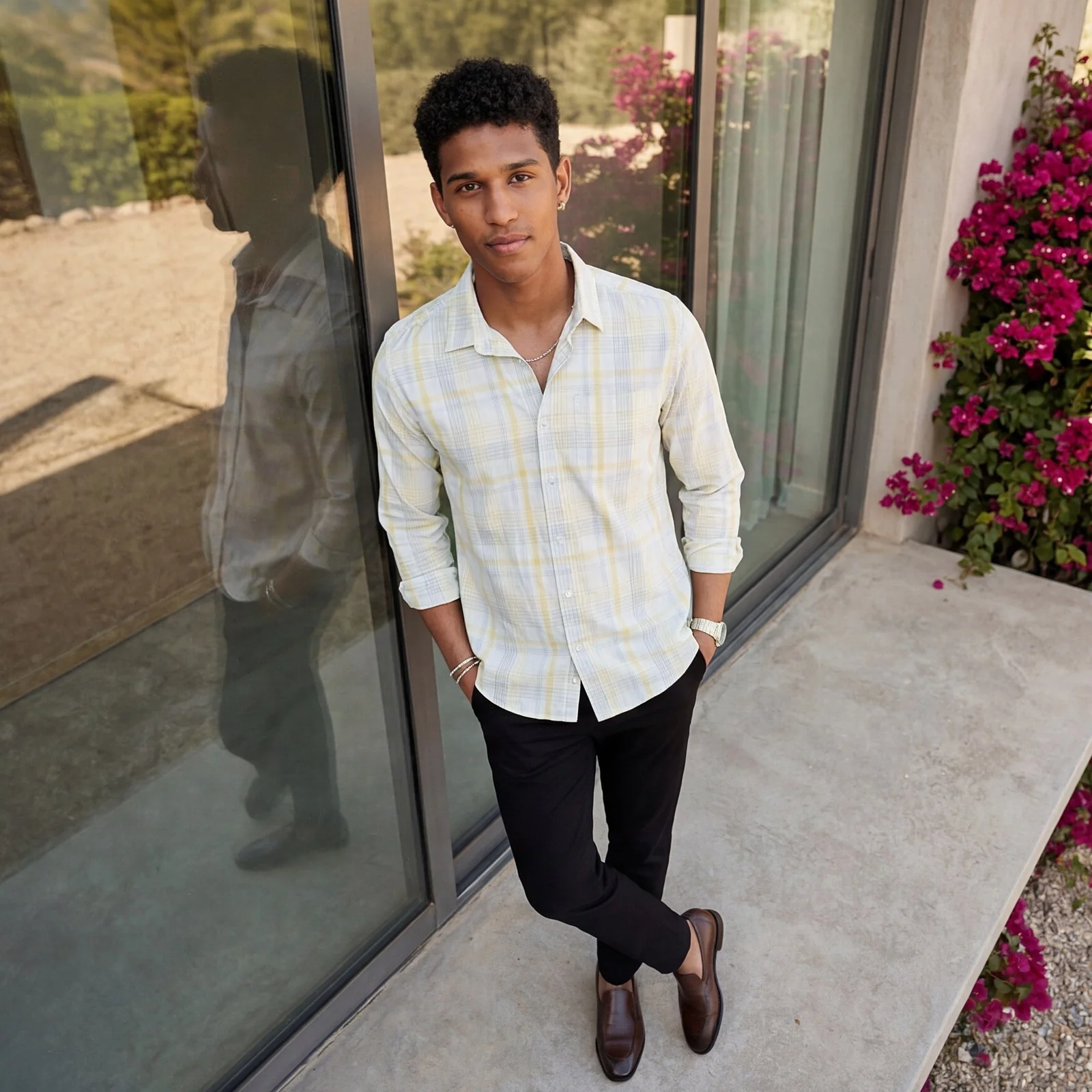 Men's Blue Checks Slim Fit Shirts - Image 2